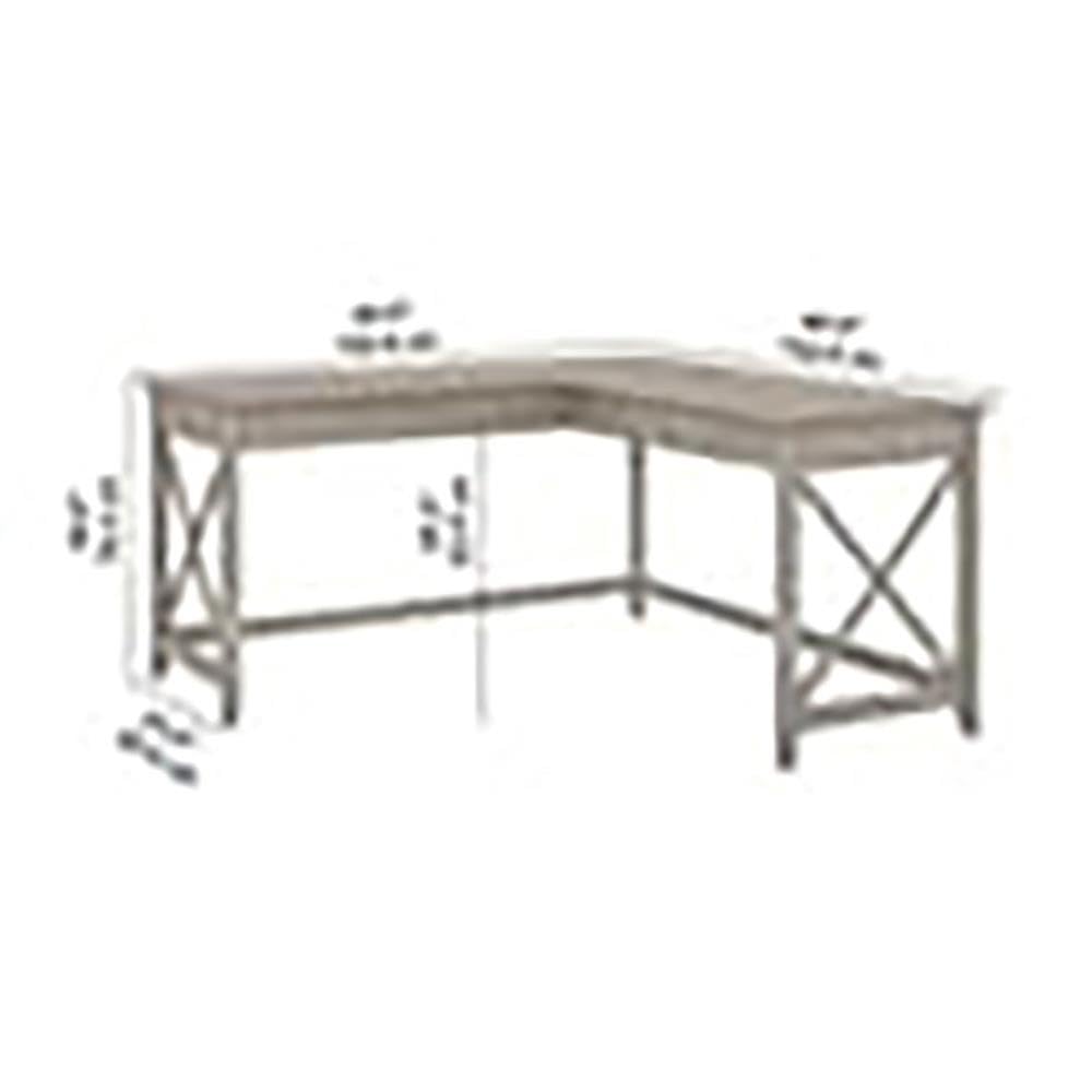 Atlin Designs 60 Inch L-Shaped Computer Desk with Keyboard Tray - Engineered Wood Home Office Desk in Washed Gray Finish - Perfect for Small Spaces, Gaming & Work from Home Setup