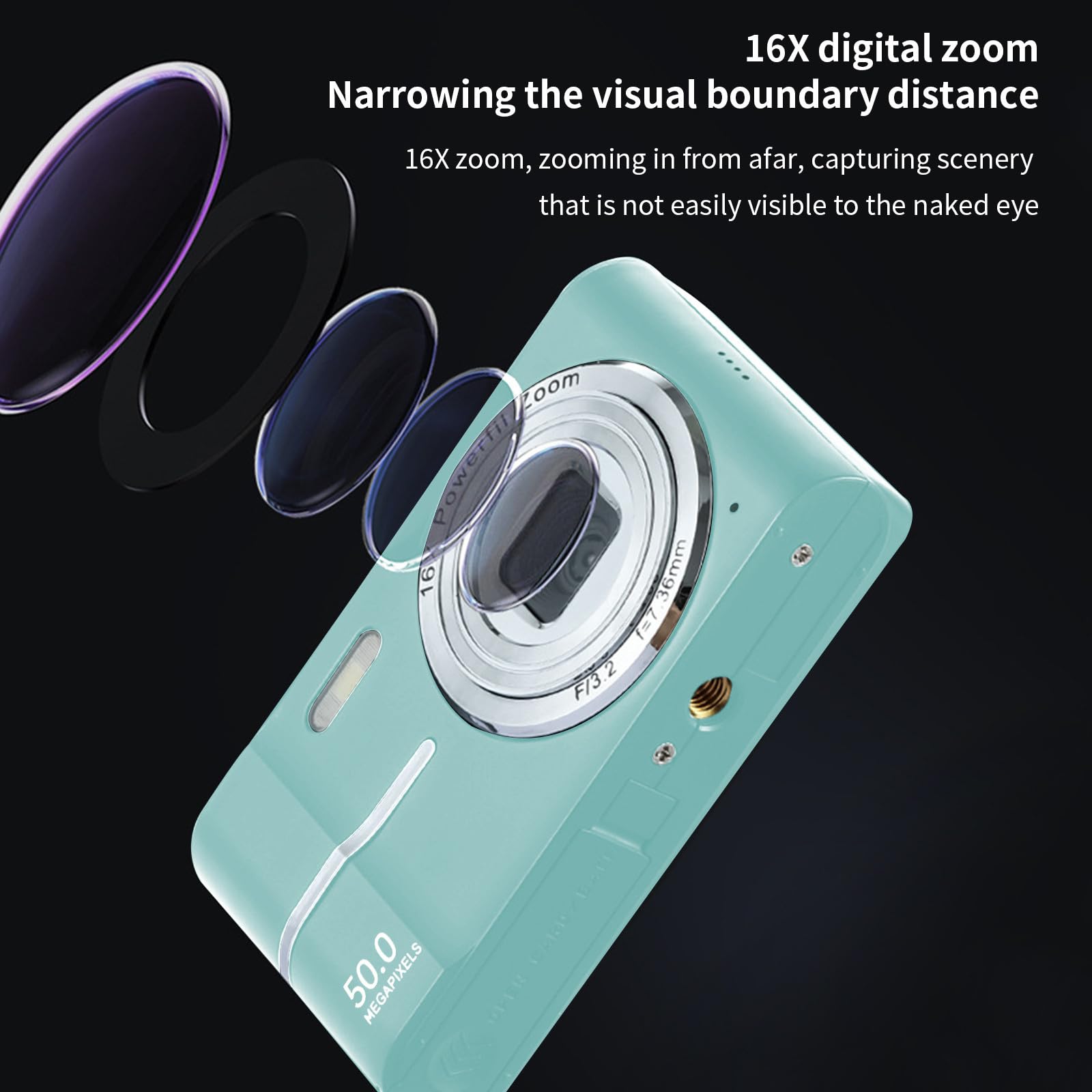 4K HD Digital Camera with 50MP Photos & 16x Zoom - Anti-Shake, Easy to Use, Perfect for Travel, Vlogging & Gift Giving