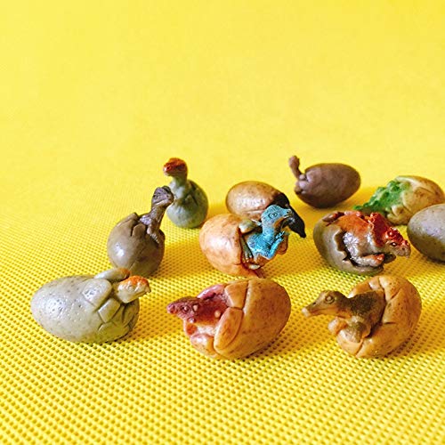 ZAMTAC 12Pcs Dinosaur Eggs Fairy Garden Gnome Set - Miniature Animals Figurines for Moss Terrarium, Bonsai, Bottle Garden & Home Decor - Perfect for DIY Crafts, Fairy Gardens & Tabletop Displays