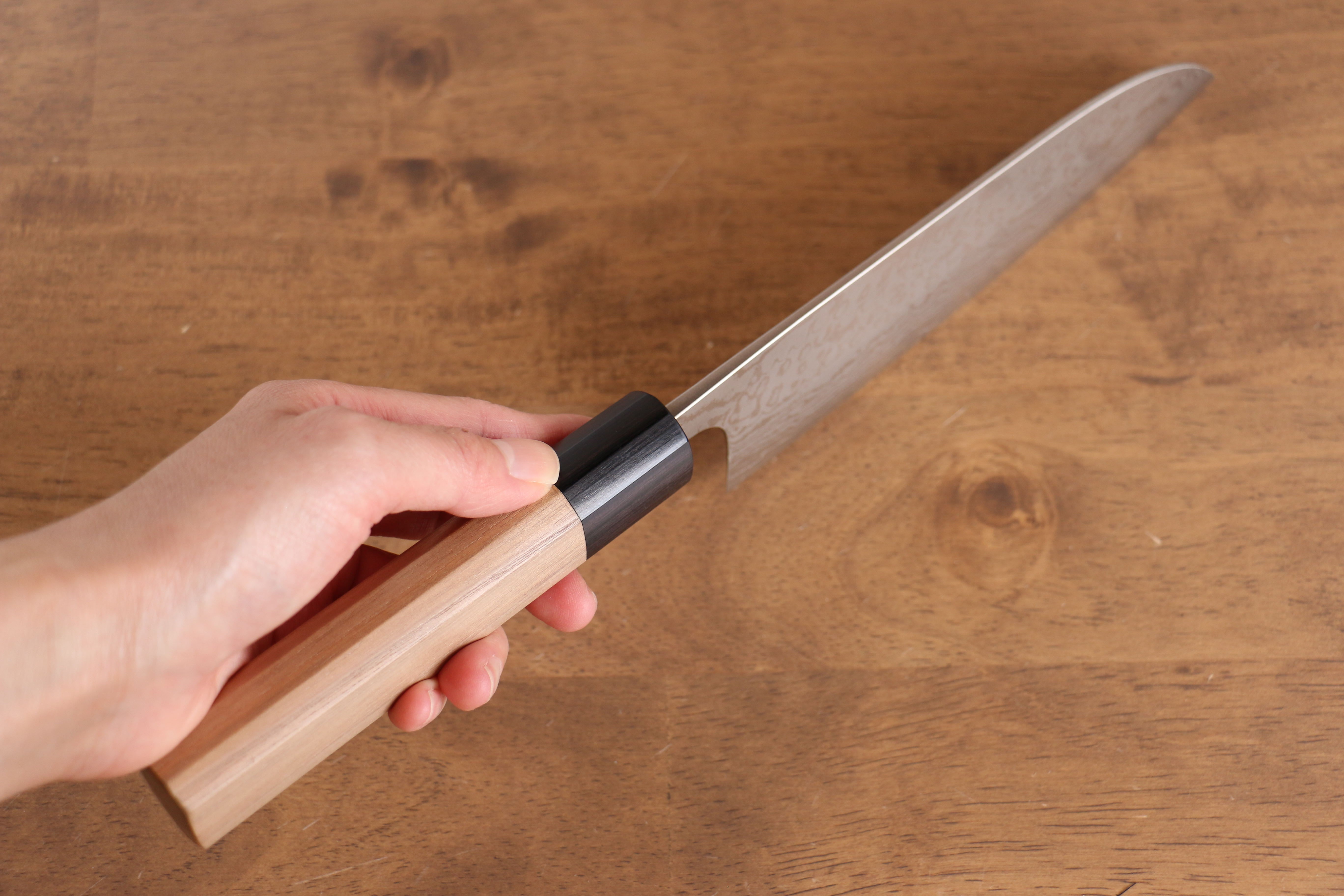 Premium Nao Yamamoto VG10 Damascus Santoku Knife 165mm - Japanese Chef Knife with Walnut Handle - Perfect for Slicing, Dicing & Chopping Vegetables, Meat & Fish
