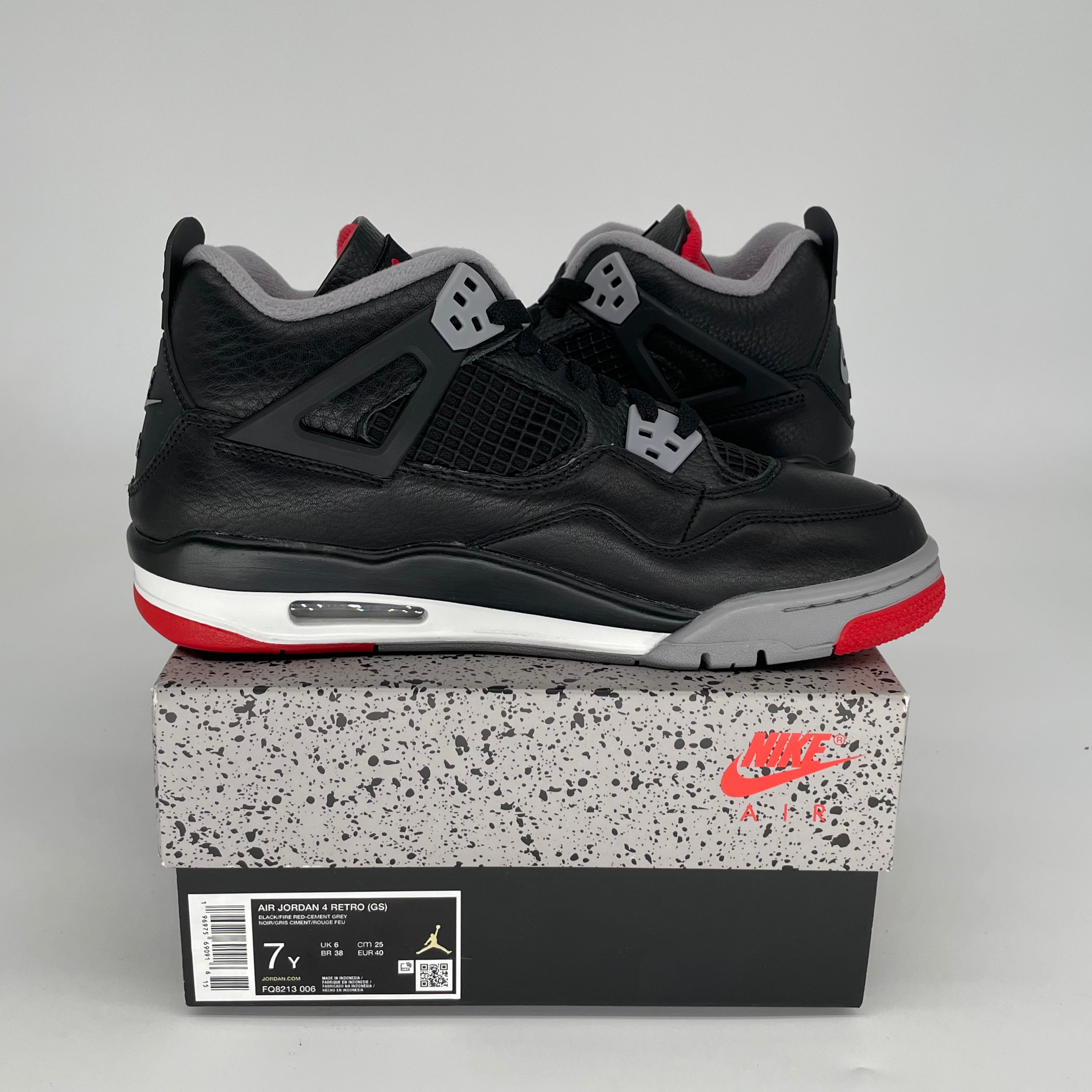 Original Air Jordan 4 Bred Reimagined Basketball Shoes - Size 7Y (FQ8213-006) | Retro Sneakers for Men & Women - Perfect for Streetwear, Gym & Casual Outfits