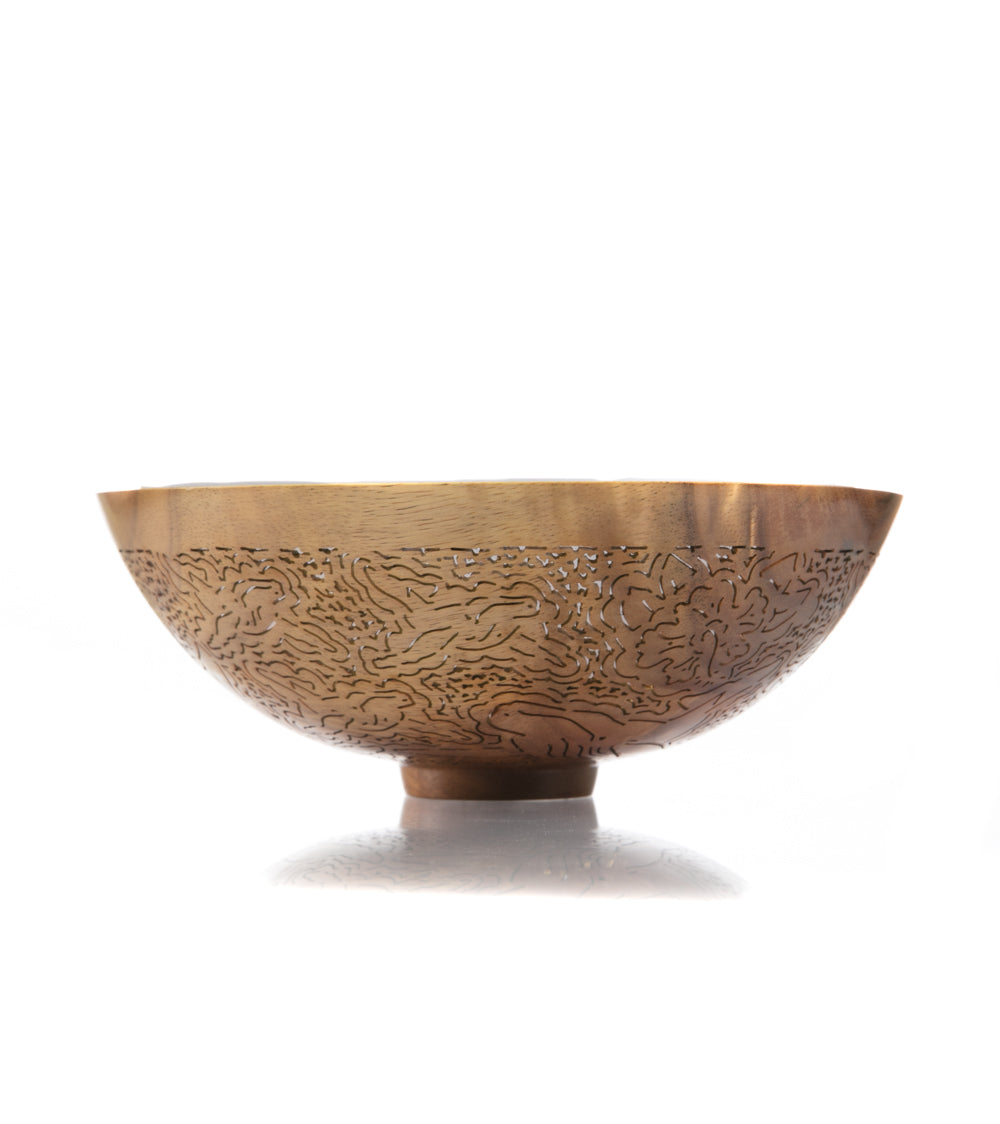 Handcrafted Pierced Koa Wood Bowl with Whale Design - Hawaiian Artisan Home Decor by Patrick & Peggy Bookey - Perfect for Wall Display, Table Centerpiece, or Gift Giving