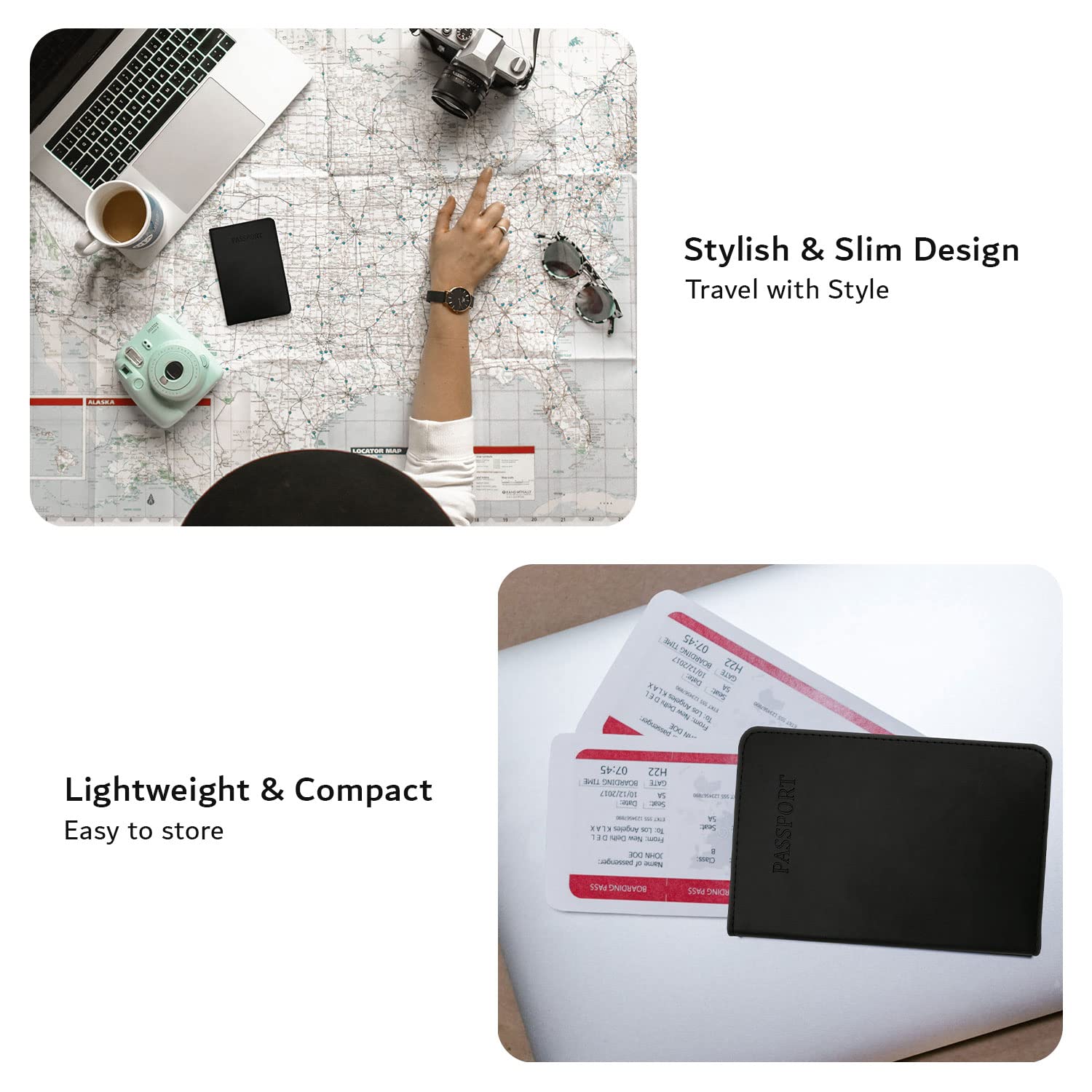 Premium Genuine Leather RFID Blocking Passport Holder - Slim Travel Wallet Cover with ID Card Slot for Men & Women | Perfect for International Travel, Business Trips & Vacation (Black)