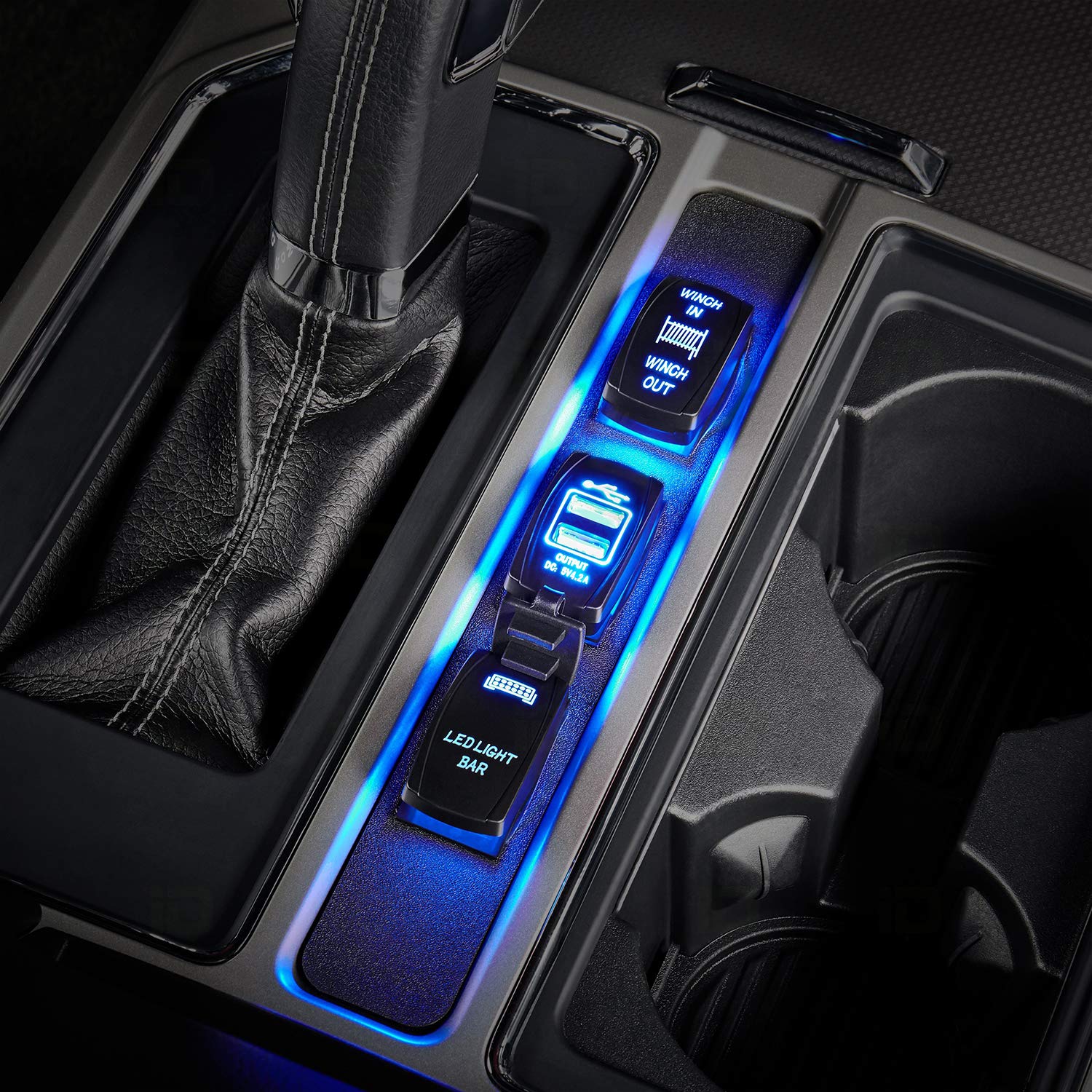 Nilight Dual USB Charger 4.2A Fast Charging Port - 12V/24V Waterproof Quick Charge Socket with Rocker Switch for Cars, Trucks, Boats, RVs | Perfect for Road Trips, Camping & Marine Use | 2-Year Warranty (Blue)
