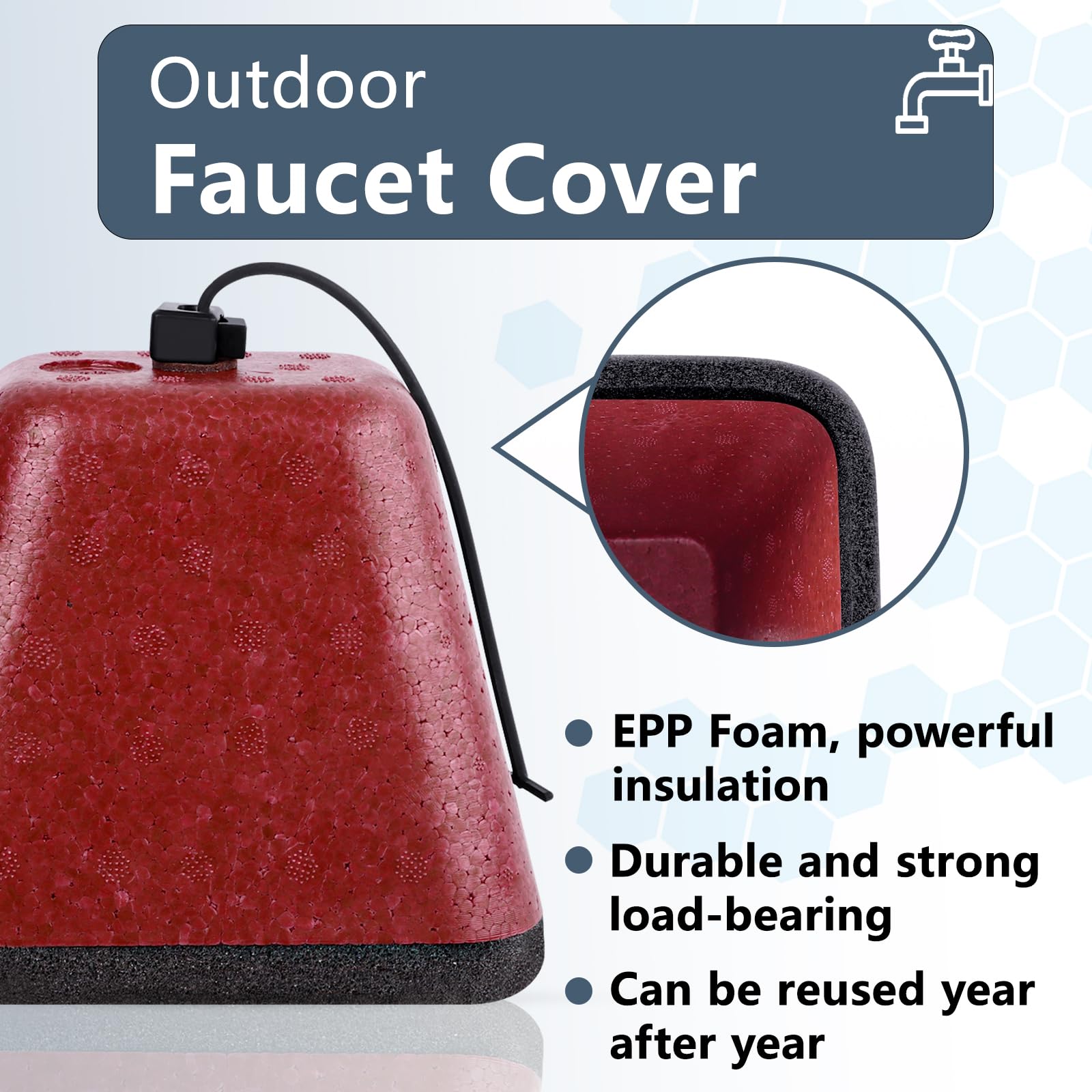 Insulated Foam Faucet Covers for Winter - 2 Pack Freeze Protection Spigot Covers for Hose Bibs & Water Pipes | Reusable Outdoor Faucet Protector for Cold Weather, Home & Garden Use