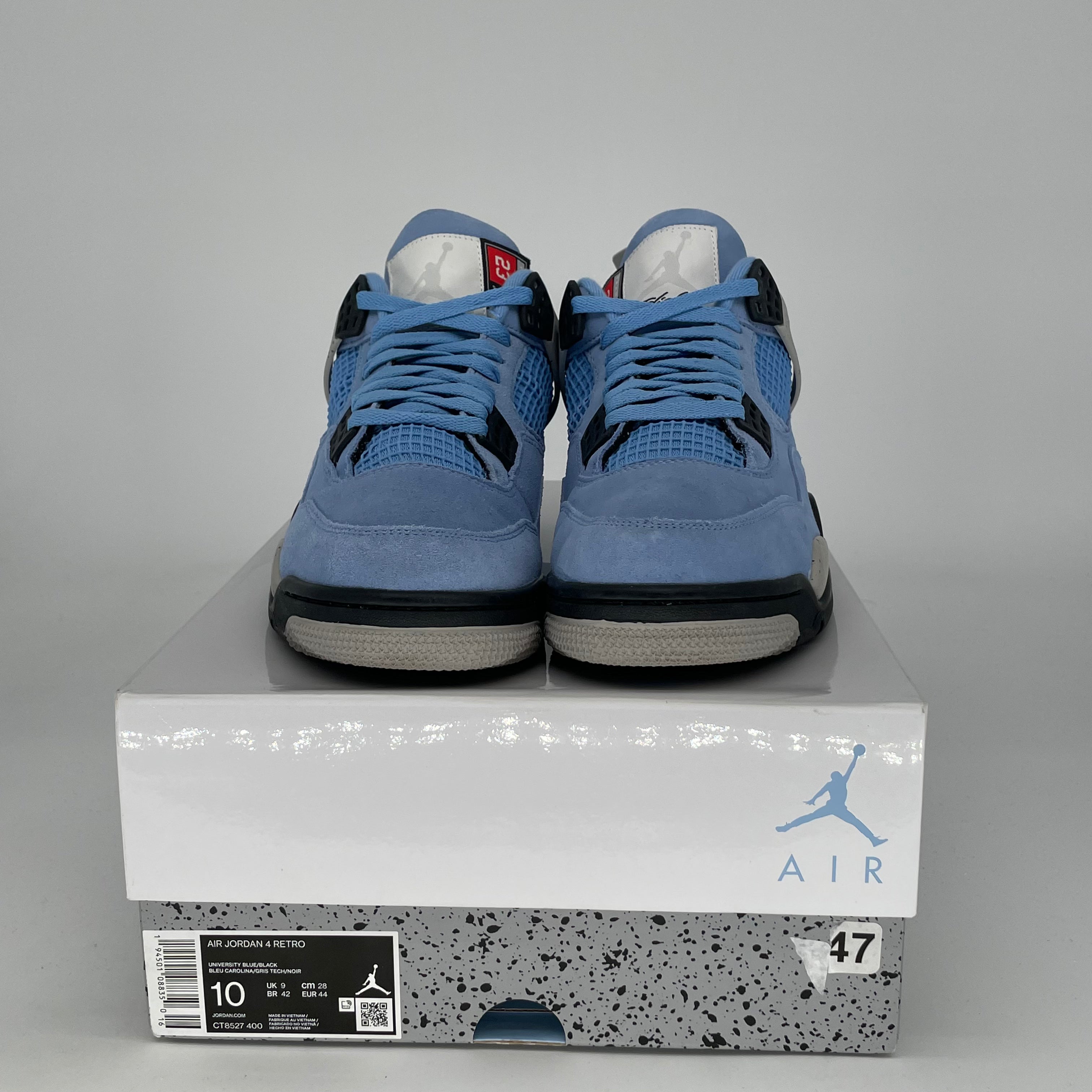 AIR JORDAN 4 UNIVERSITY BLUE Retro Sneakers - Men's Size 10/Women's Size 11.5 - Style Code CT8527-400 | Authentic Basketball Shoes for Streetwear & Sports Performance