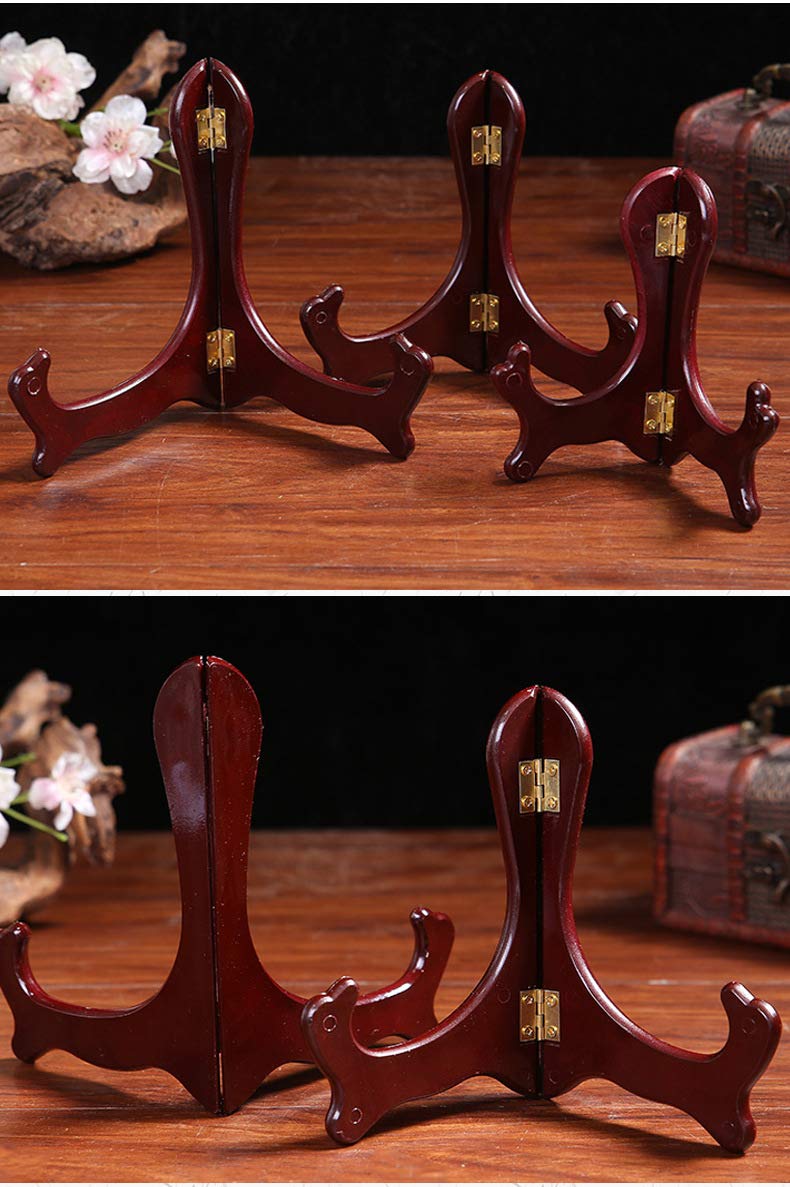 Premium Mahogany Wooden Easel Stand - 5 Inch Folding Display Holder for Plates, Pictures & Art - Perfect for Home Decor, Gift Presentations & Craft Shows