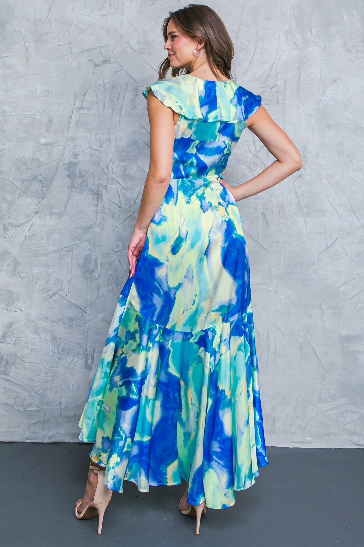 LA BABE Satin High Low Maxi Dress - Elegant Evening Gown for Women, Perfect for Prom, Party & Wedding - Fashionable Formal Dress for Special Occasions