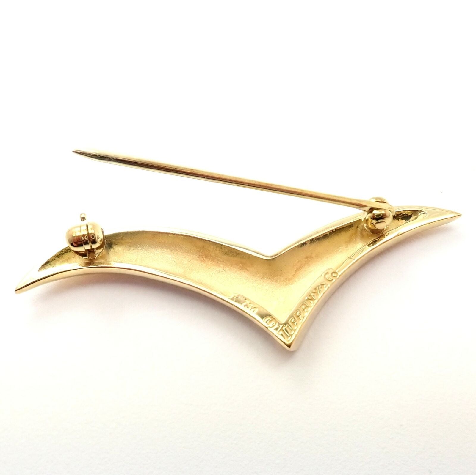 Authentic Tiffany & Co. 18K Yellow Gold Seagull Bird Pin Brooch - Elegant Jewelry Gift for Women, Perfect for Weddings, Parties & Special Occasions