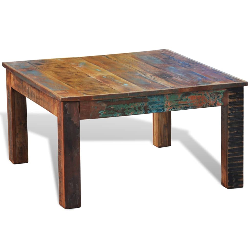 vidaXL Solid Wood Square Coffee Table - Reclaimed Wood, Hand-Painted Antique Finish - Farmhouse & Retro Home Decor - Perfect for Living Room, Lounge, or Rustic Cabin