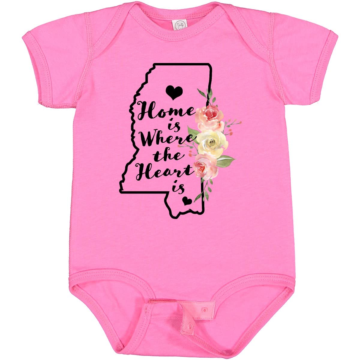 Inktastic Mississippi Home is Where The Heart is Watercolor Baby Bodysuit - Soft Cotton Onesie for Newborns & Infants, Perfect for Family Photos, Holidays & Everyday Wear