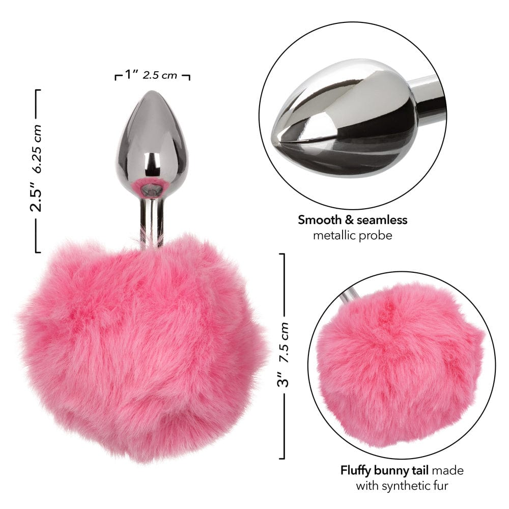 White Metallic Plug with Whimsical Fluffy Bunny Tail - Playful Running Wild Accessory for Cosplay, Rave Parties & Adult Fun