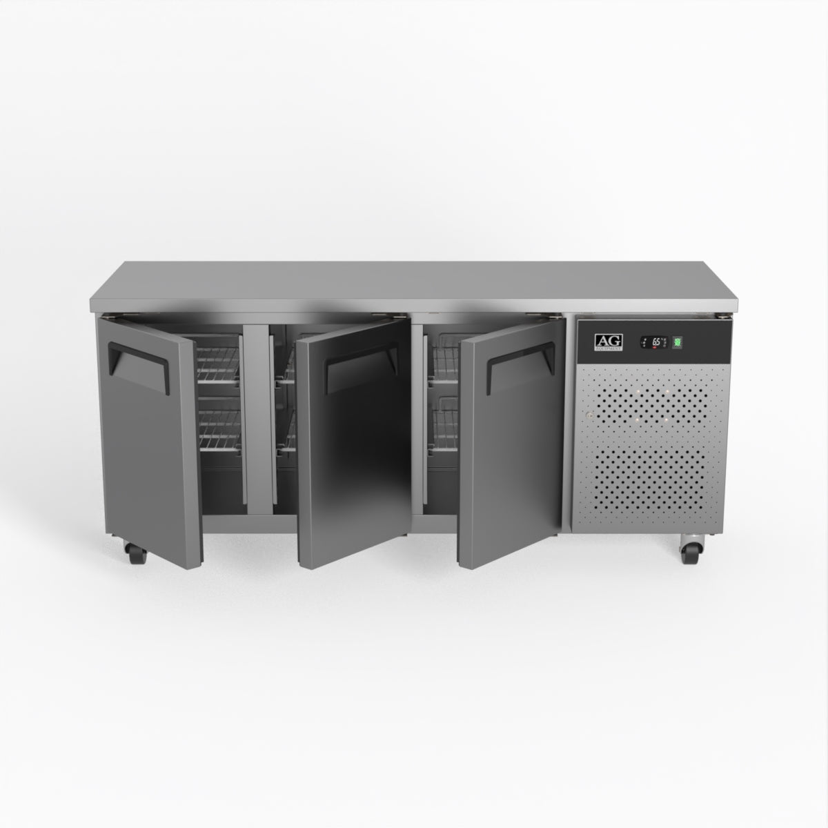 Commercial Refrigerator - 3 Door Under Counter Fridge 600mm Depth for Restaurants, Bars & Catering Businesses