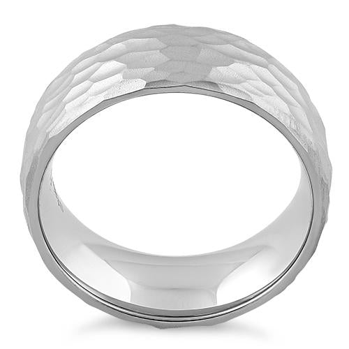Stainless Steel Hammered Band Ring for Men & Women - Durable Fashion Jewelry for Everyday Wear, Wedding Bands, Gifts & Special Occasions