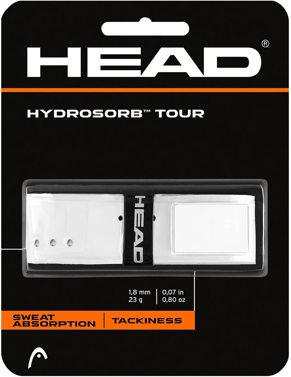 Head Hydrosorb Tour Replacement Tennis Grip - White | Comfortable & Durable Overgrip for Enhanced Performance | Perfect for Tennis, Squash & Racquetball Players
