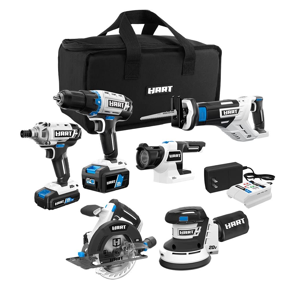 HART HPCK60B3 6-Piece Combo Tool Kit - Durable Multi-Tool Set for Home Improvement, Construction & DIY Projects - Perfect for Plumbing, Electrical Work & General Repairs