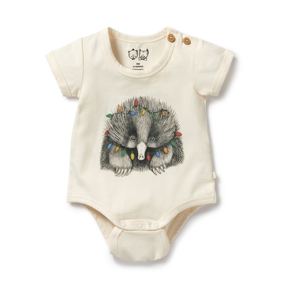Organic Puggle Christmas Bodysuit - Soft Baby Onesie for Holiday Photos & Family Gatherings