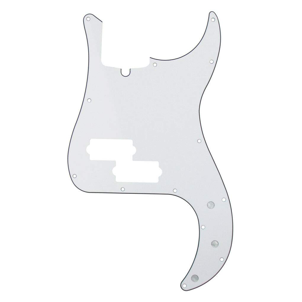 4-String P Bass Pickguard - White 3-Ply Scratch Plate for Fender USA/Mexico Precision Bass Guitars | Perfect for Replacement & Customization | Stage & Studio Use