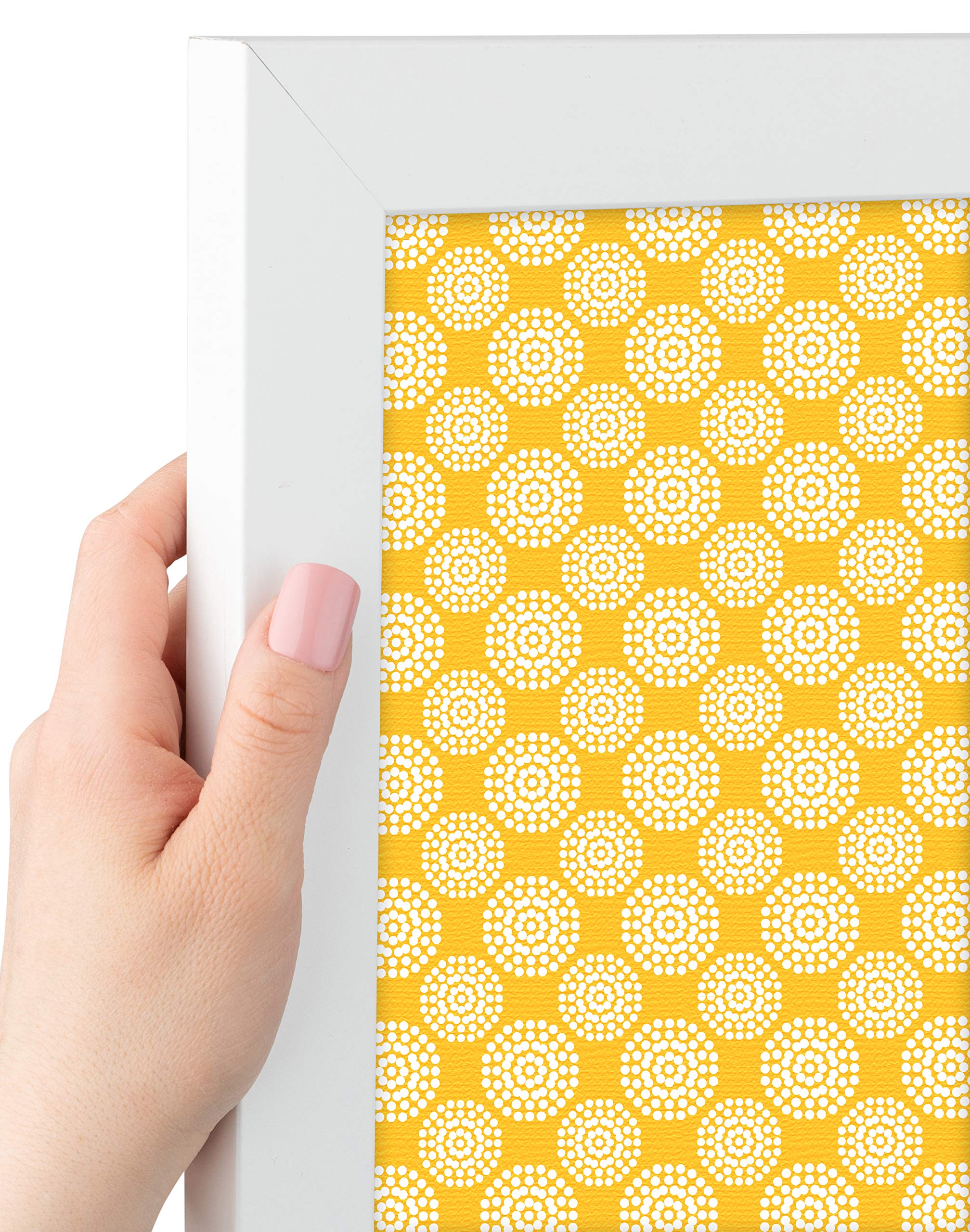 ArtToFrames 36x24 Inch Custom Cork Bulletin Board - Floral Neon Yellow Pin Board with Fabric Canvas Finish, White Satin Frame (2x3 ft) - Perfect for Home Office, Classroom, or Dorm Room Organization