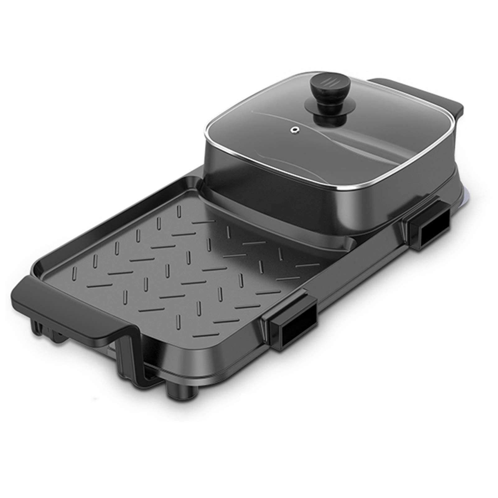Portable Electric Grill Indoor Hot Pot & Korean BBQ - Smokeless Dual Zone Grill with Divider & Separate Temperature Control for Home, Camping & Party Cooking