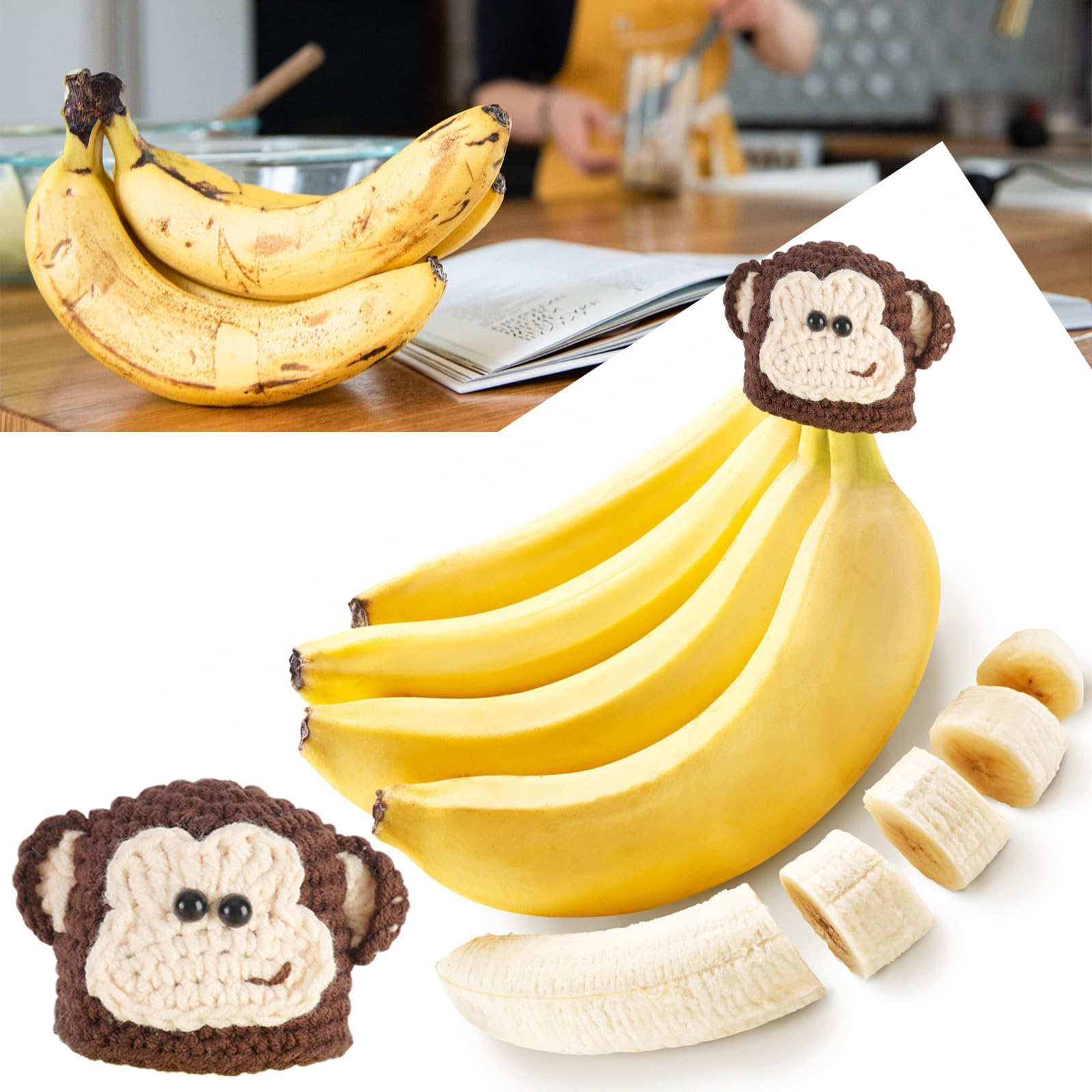 Banana Hat - Keep Bananas Fresh | Food Dispensers & Banana Preserver Cap | Prevent Browning for Lunch Box, Kitchen Storage & Healthy Snacks