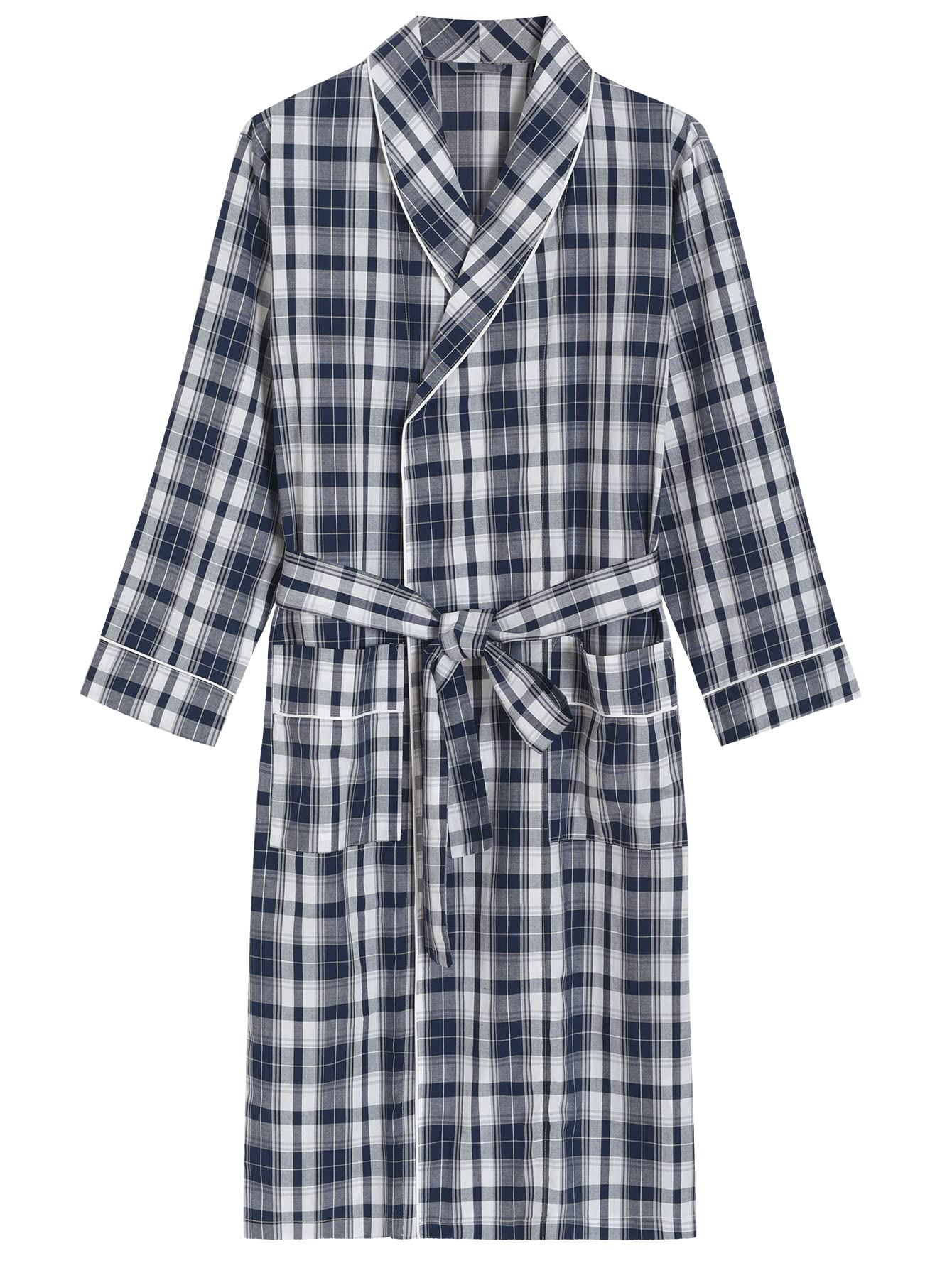 Men's Soft Cotton Woven Bathrobe with Long Sleeves - Cozy Loungewear for Spa, Home Relaxation & Hotel Style Comfort