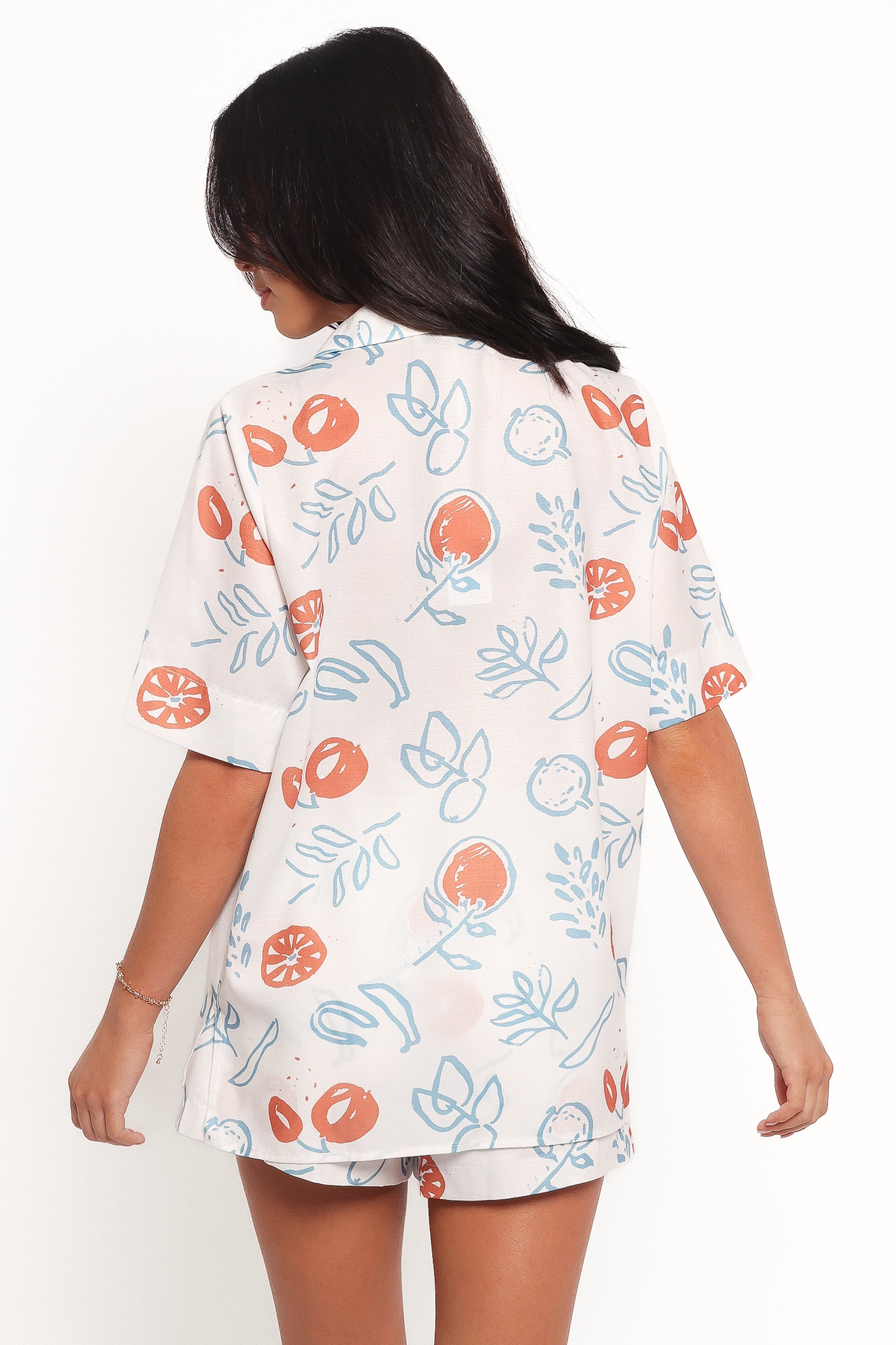 Aaliyah Tie Front Top - Blue & Cream Floral Print Women's Blouse | Perfect for Casual Outings, Office Wear & Date Nights