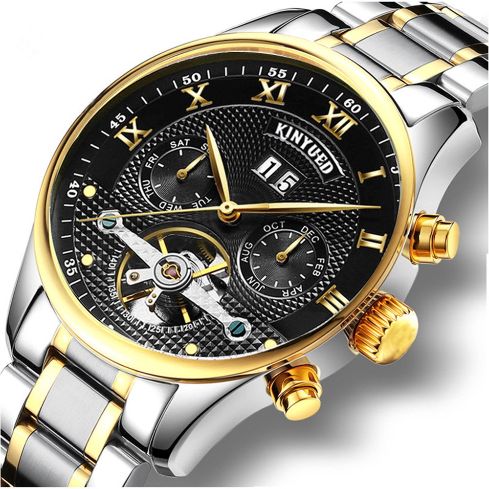 Luxury Swiss Tourbillon Automatic Mechanical Watch with Calendar & Waterproof Leather Band for Men - Perfect for Business, Formal Events & Collectors