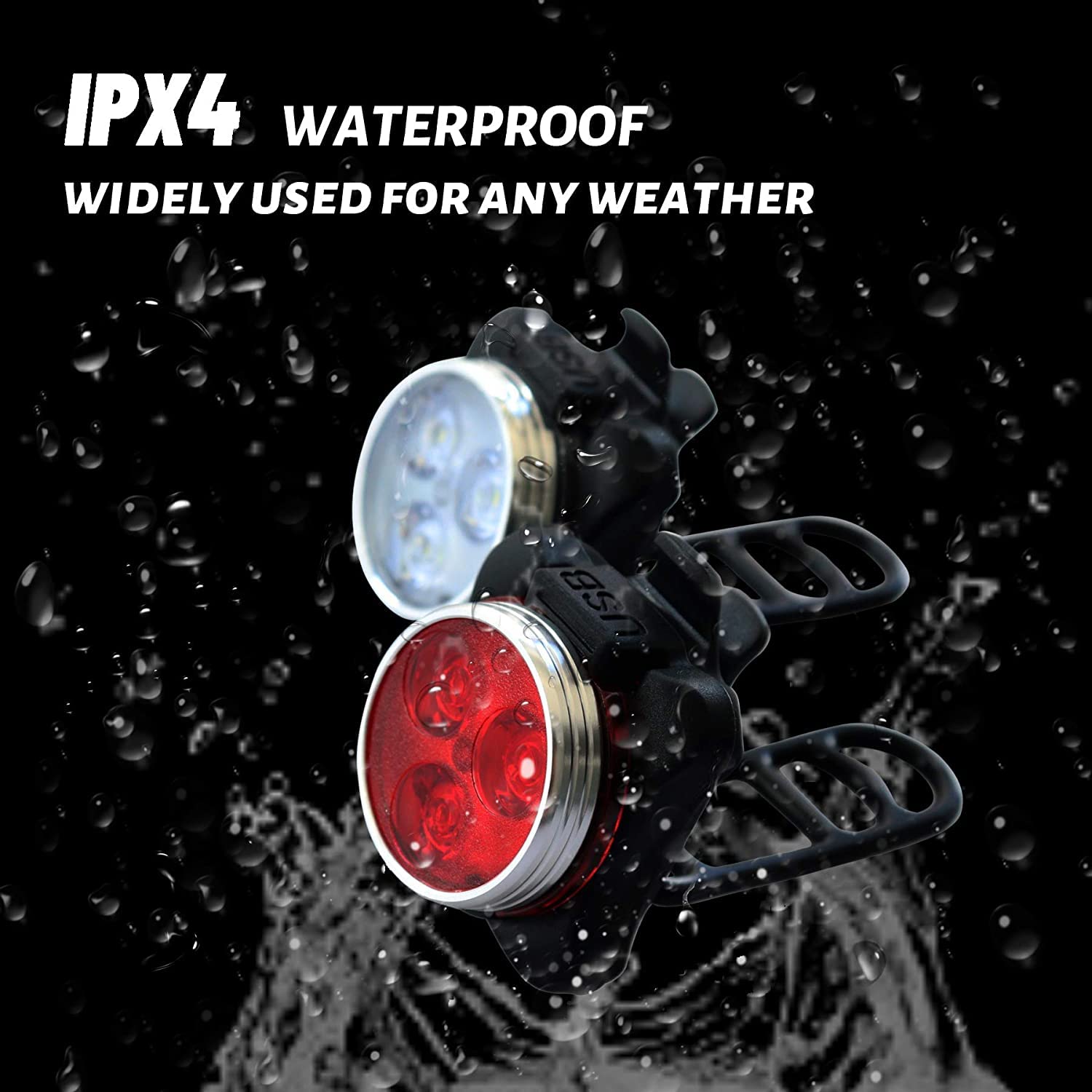 Super Bright Rechargeable LED Bike Light Set - 650mAh Lithium Battery Front Headlight & Rear Safety Light for Night Cycling, Commuting, and Outdoor Adventures
