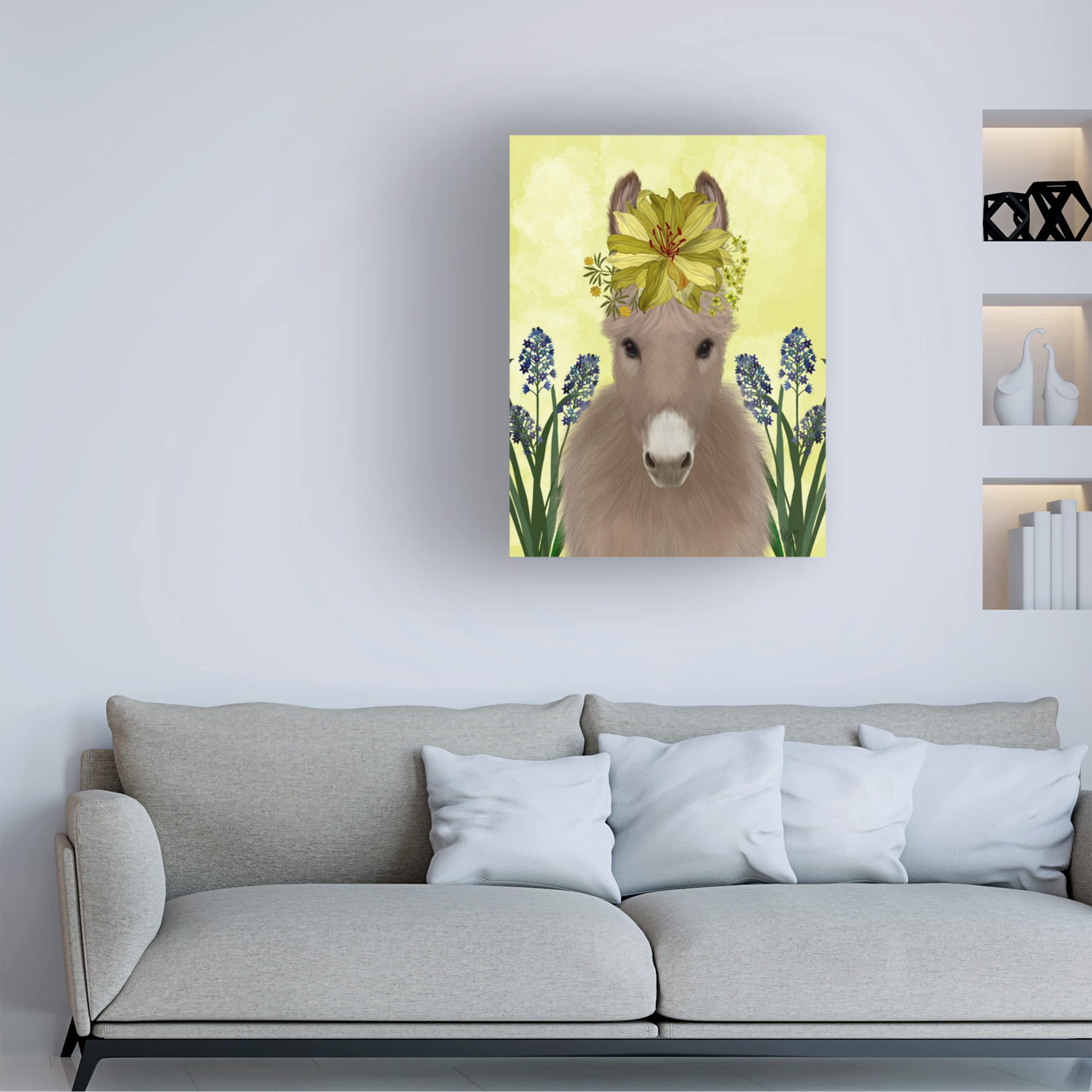 Fab Funky 'Donkey Sunflower' Canvas Wall Art Print - Modern Home Decor for Living Room, Bedroom & Office - Trademark Fine Art Collection