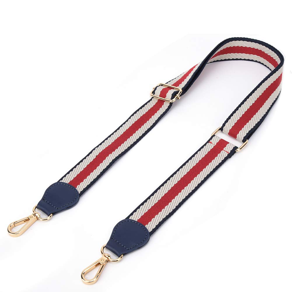 Premium 2-Layer Genuine Cowhide Leather Bag Belt - Durable & Stylish Shoulder Strap for Messenger Bags, Crossbody Bags & Travel Accessories (Dark Blue/Red, Size 13) - Perfect for Work, Travel & Everyday Use