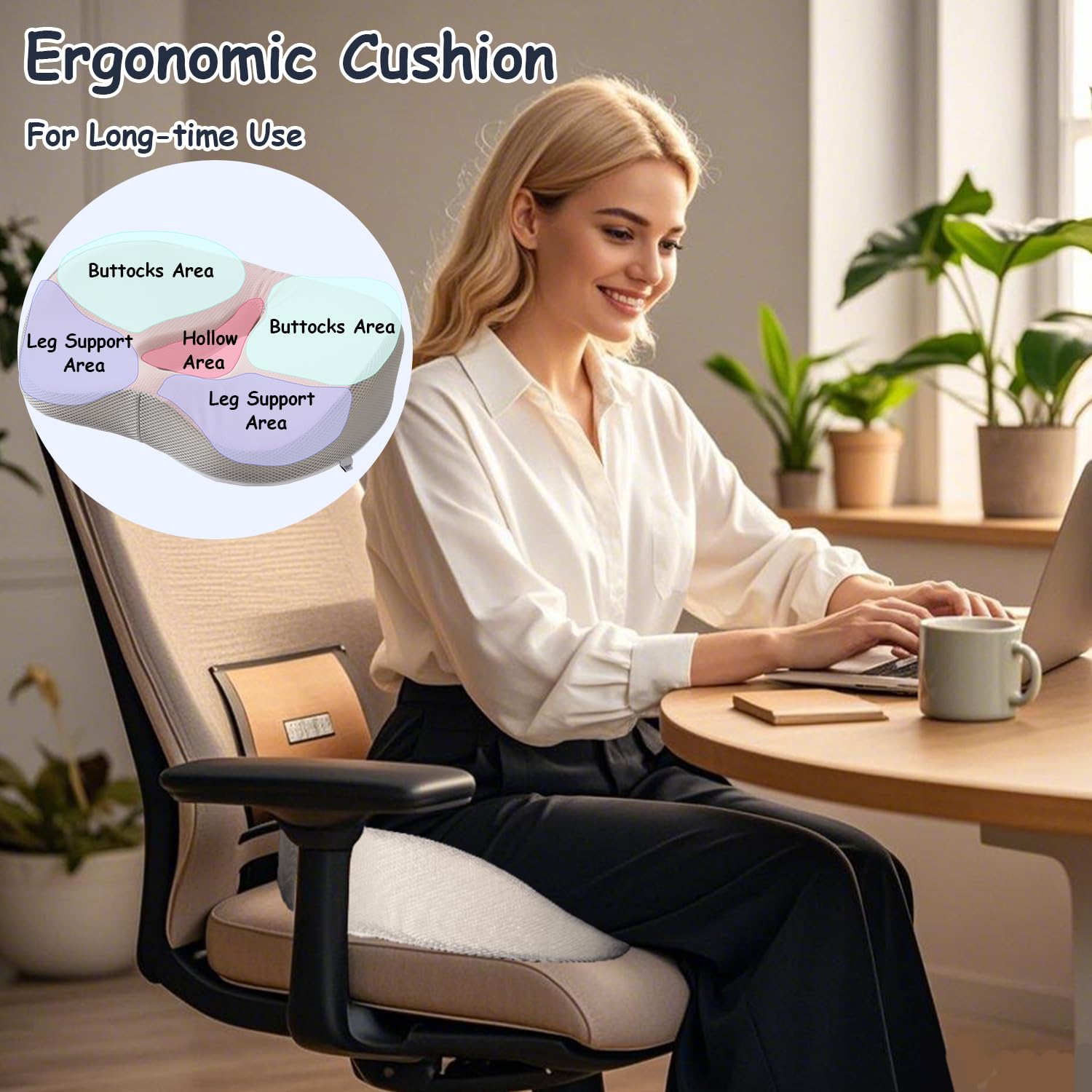 **Extra Large Seat Cushion for Tailbone Pain Relief – Plus Size XL Donut Pillow for Hemorrhoids, Coccyx & Sciatica – Perfect for Office Chairs, Car Seats & Wheelchairs**