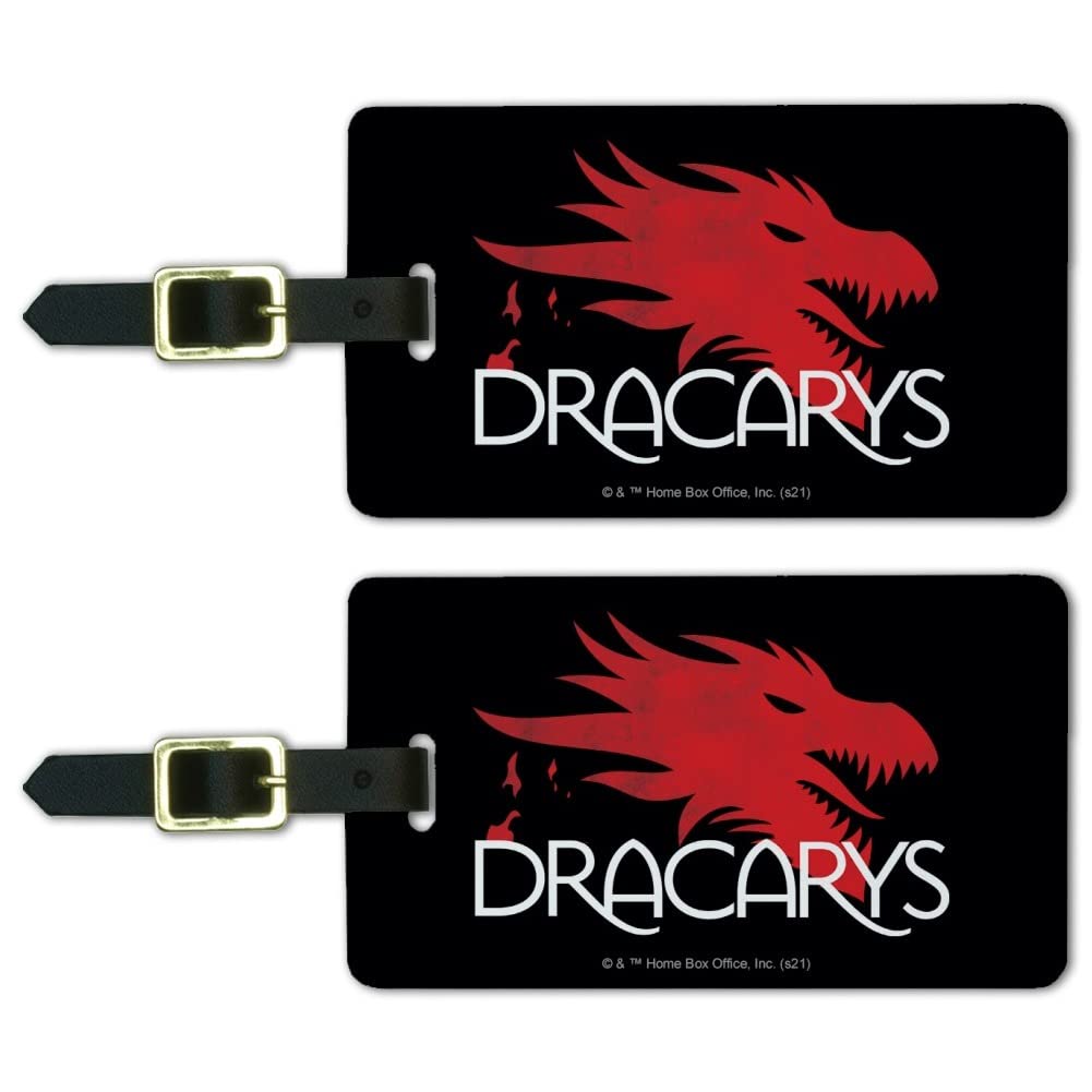 Game of Thrones Dracarys Luggage ID Tags - Set of 2 Personalized Suitcase Tags for Carry-On Bags | Perfect for Travel, Cosplay & GOT Fans