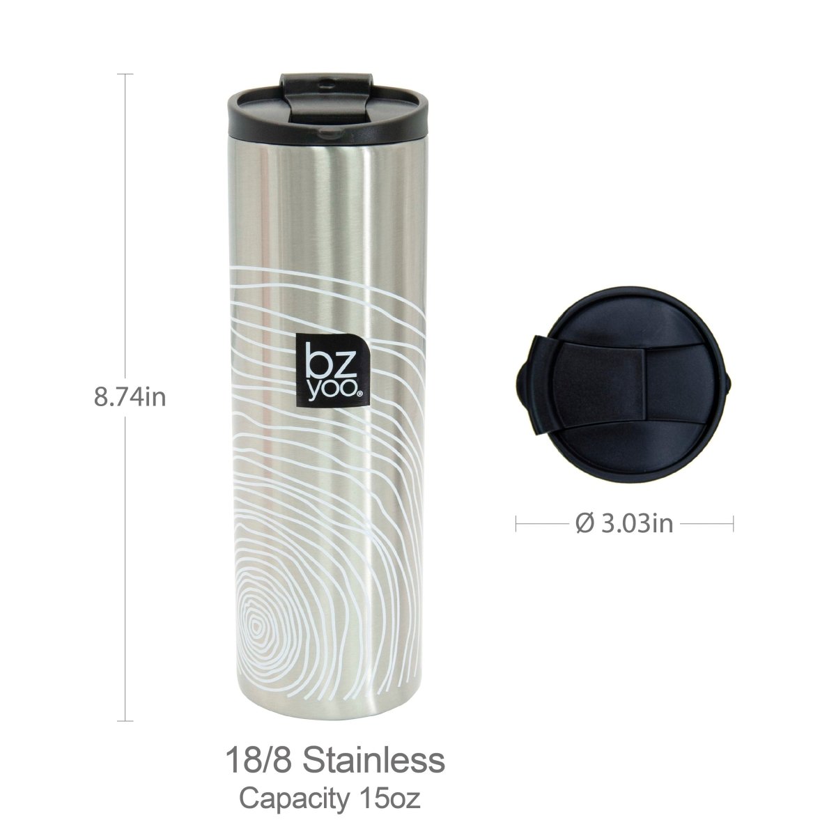 15oz Stainless Steel Vacuum Insulated Tumbler - Double Wall Thermal Coffee Mug, Hot & Cold Beverage Cup, BPA-Free, Organica White - Perfect for Office, Travel, Camping & Outdoor Activities