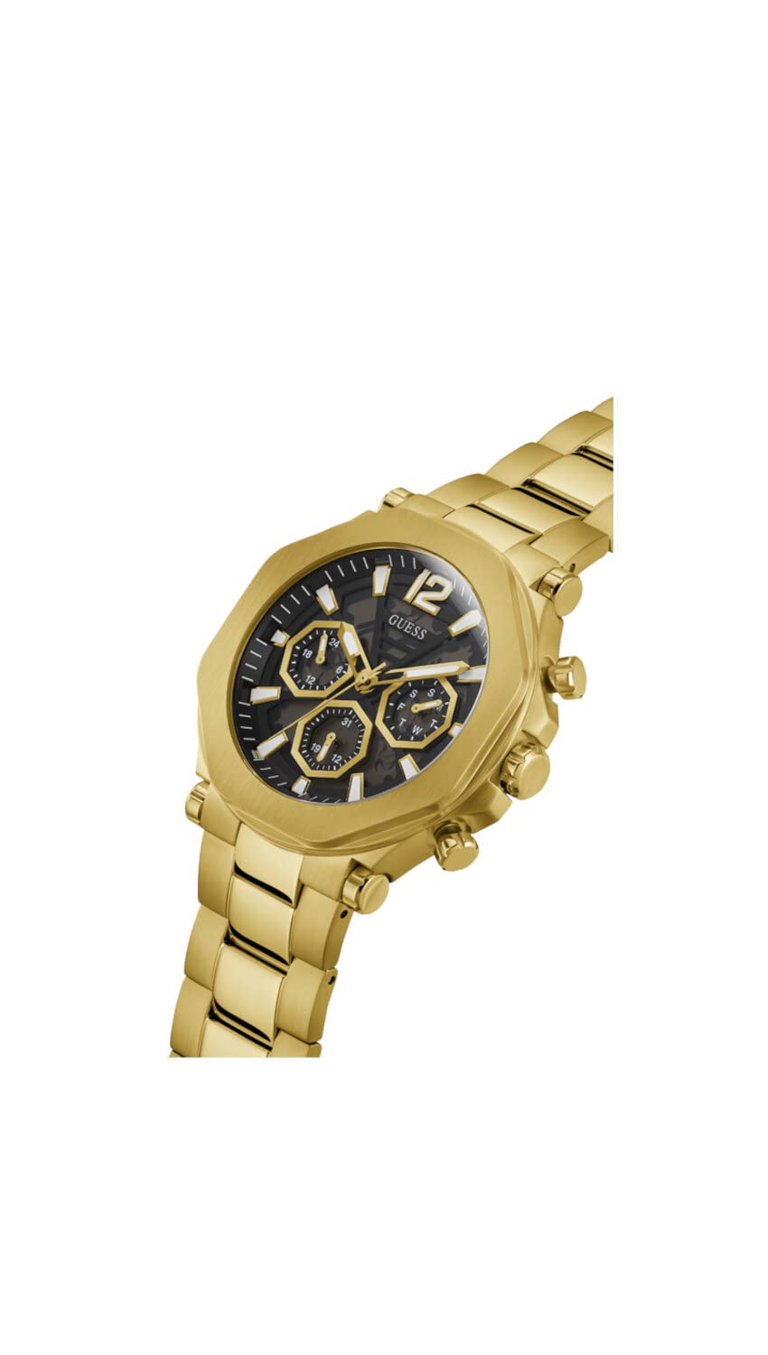 GUESS Men's 46mm Stainless Steel Chronograph Watch with Date Window - Water Resistant, Casual & Dress Style for Business, Office & Everyday Wear