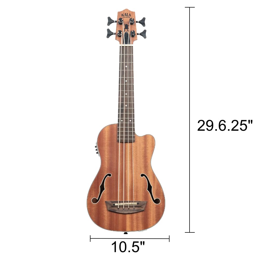 Journeyman Acoustic-Electric U Bass Guitar with F-Holes - Professional Bundle Includes Tuner & Polishing Cloth | Perfect for Live Performances, Studio Recording & Music Practice