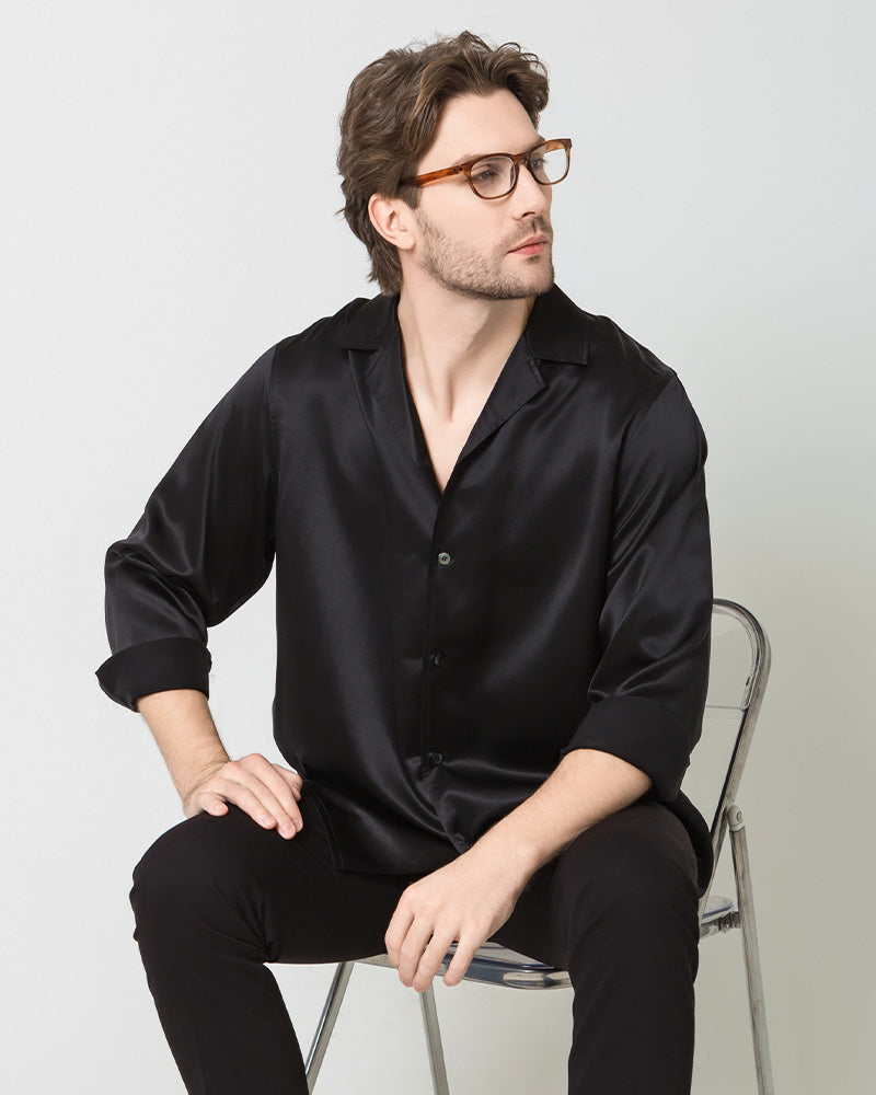 Premium Men's 100% Pure Silk Classic Business Dress Shirt - Formal Office Wear & Professional Attire for Business Meetings & Special Occasions