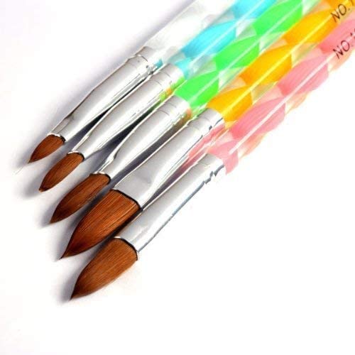 ALVRIO 5-Piece Acrylic Nail Brush Set - Professional Nail Art Brushes for Acrylic Application, Polish & Tips Builder - Salon Quality Nail Art Tools Kit for Manicure & Nail Design (Perfect for Home & Professional Use)