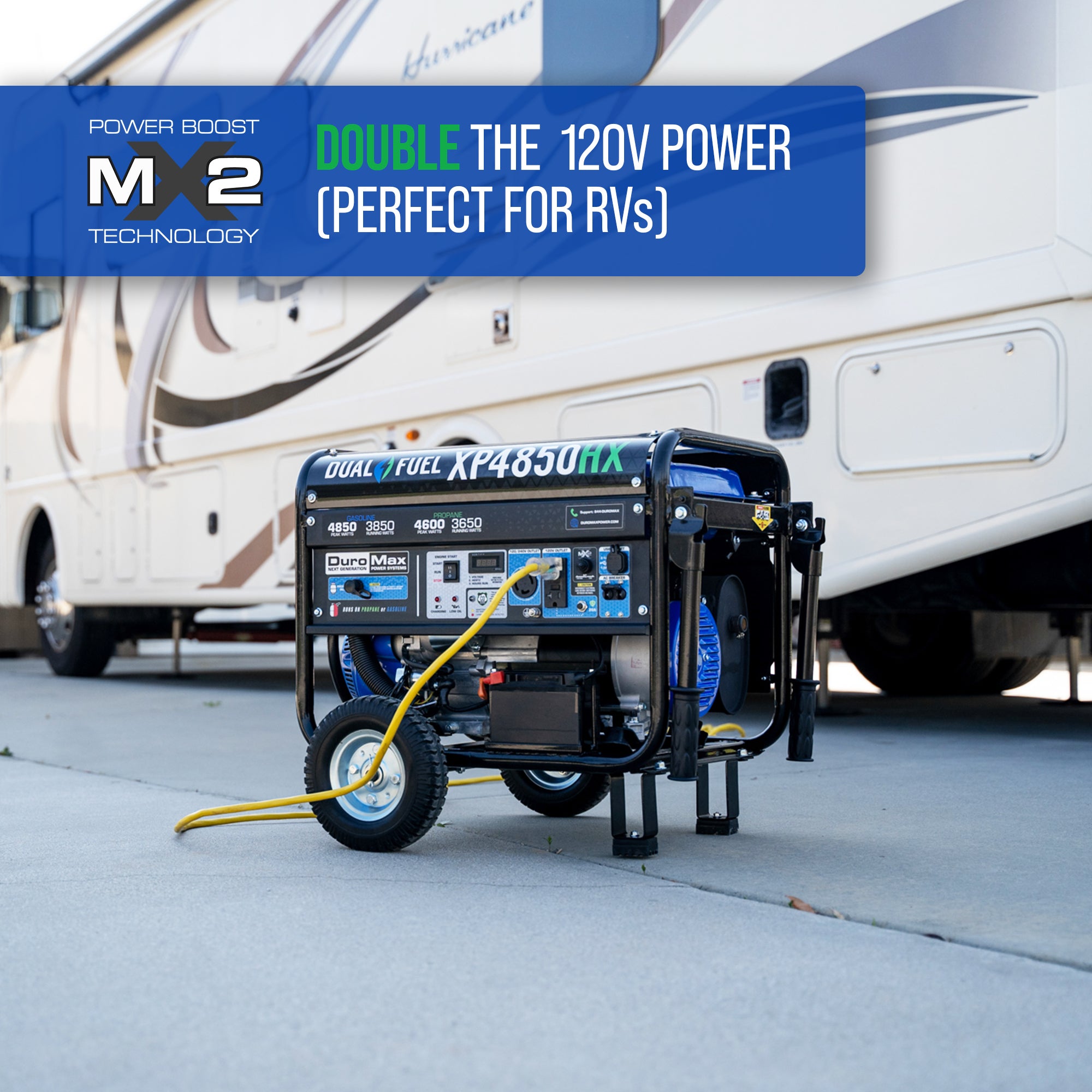 DuroMax XP4850HX 3850W/4850W Dual Fuel Portable Generator with CO Alert & Electric Start - Perfect for Home Backup Power, Camping, and Emergency Use