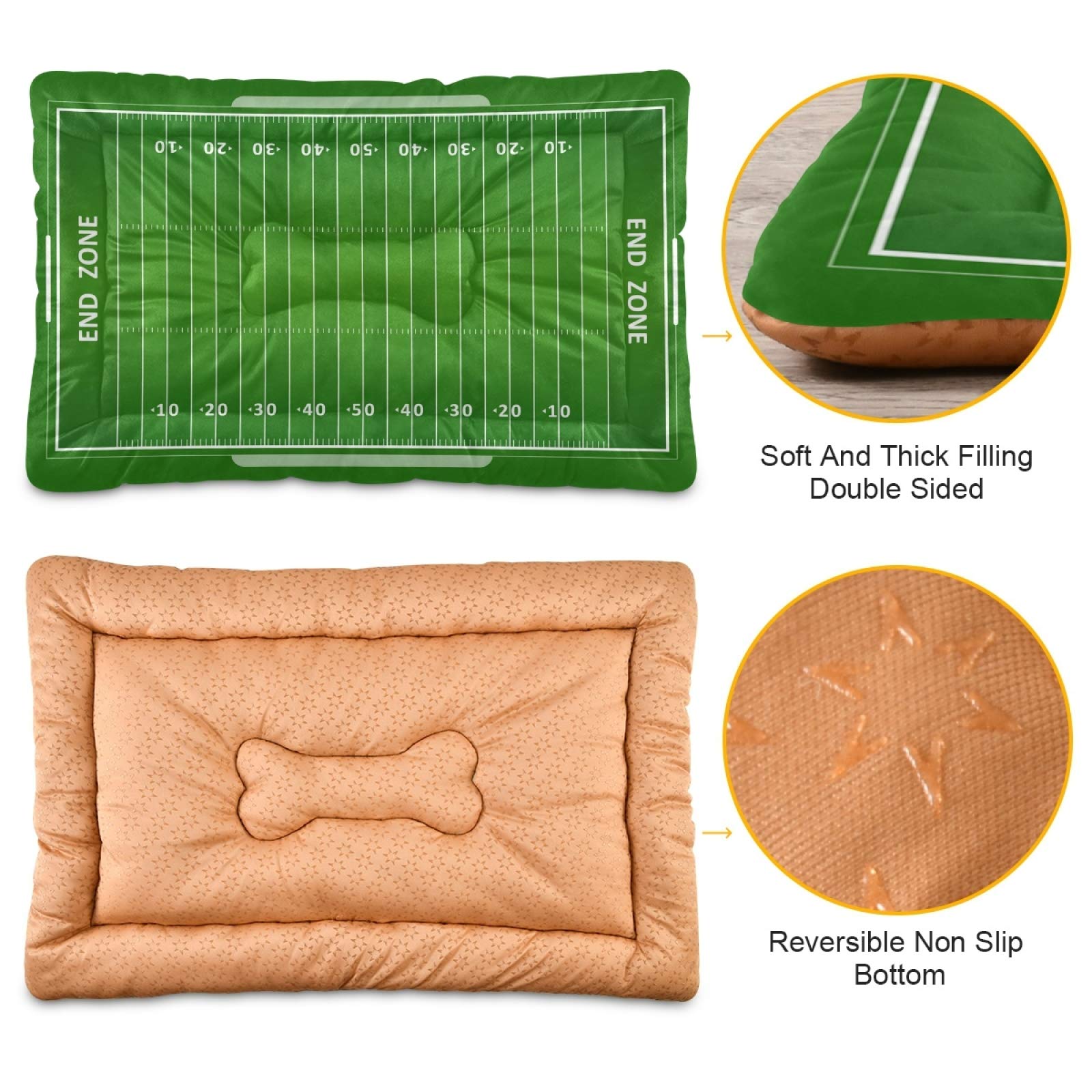 Blueangle American Football Field Design Pet Bed - Ultra Soft Comfortable Rectangle Dog Bed & Cat Bed for Small Medium Large Dogs, 36