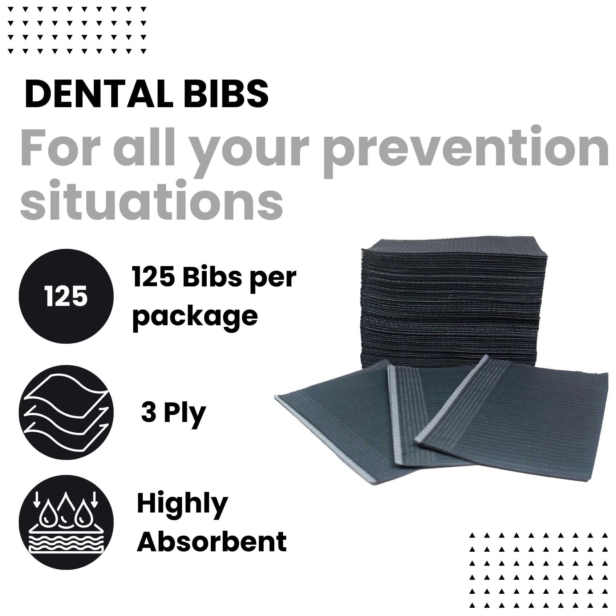 125 Black Disposable Dental Bibs 13