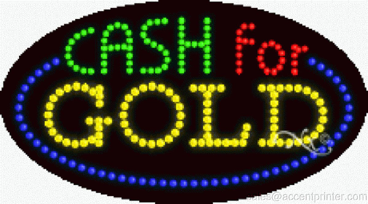 Cash for Gold Flashing LED Sign - Energy Efficient Animated Storefront Sign for Pawn Shops, Jewelry Stores & Retail Businesses | Eye-Catching Advertising & Window Display