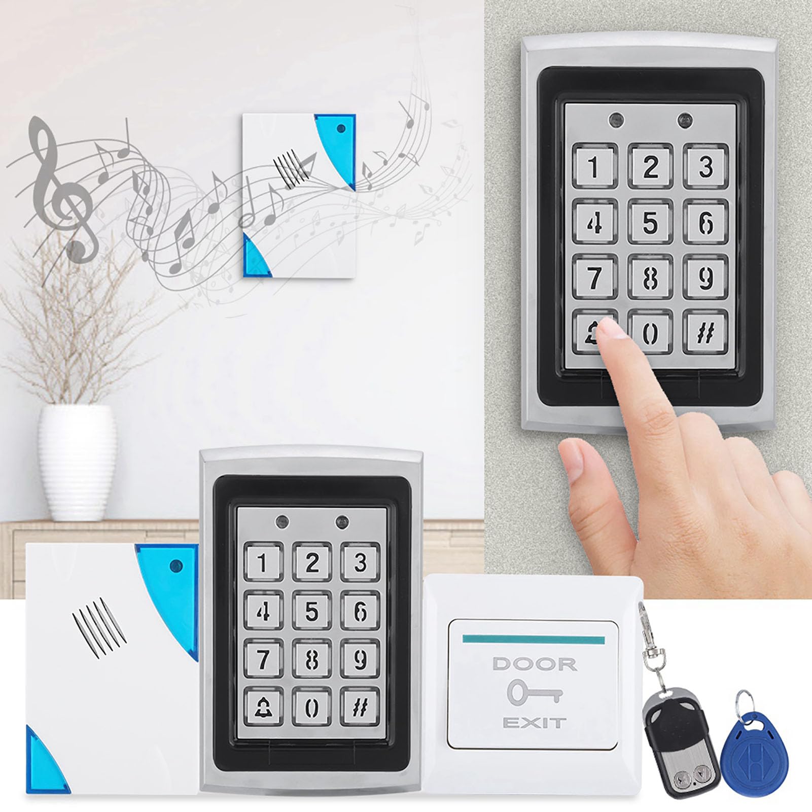 Advanced Access Control Kit with Proximity Cards, Keypad & Remote Control - Secure Business, Office, Factory & Community Entry - Latest IC Technology for Home & Commercial Security
