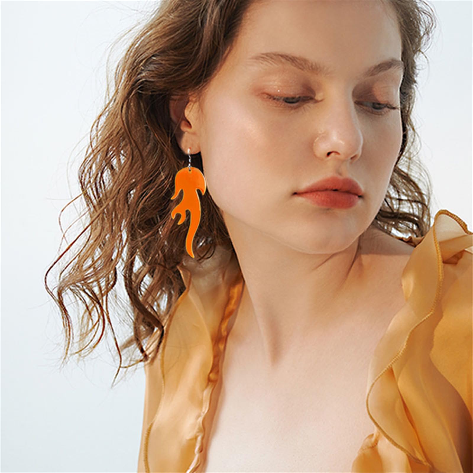 ONLYJUMP Lightweight Acrylic Transparent Earrings - Colorful Halloween Costume Jewelry, Unique Funny Flame Dangle Earrings for Women - Perfect Statement Accessories for Parties, Cosplay & Gift Giving