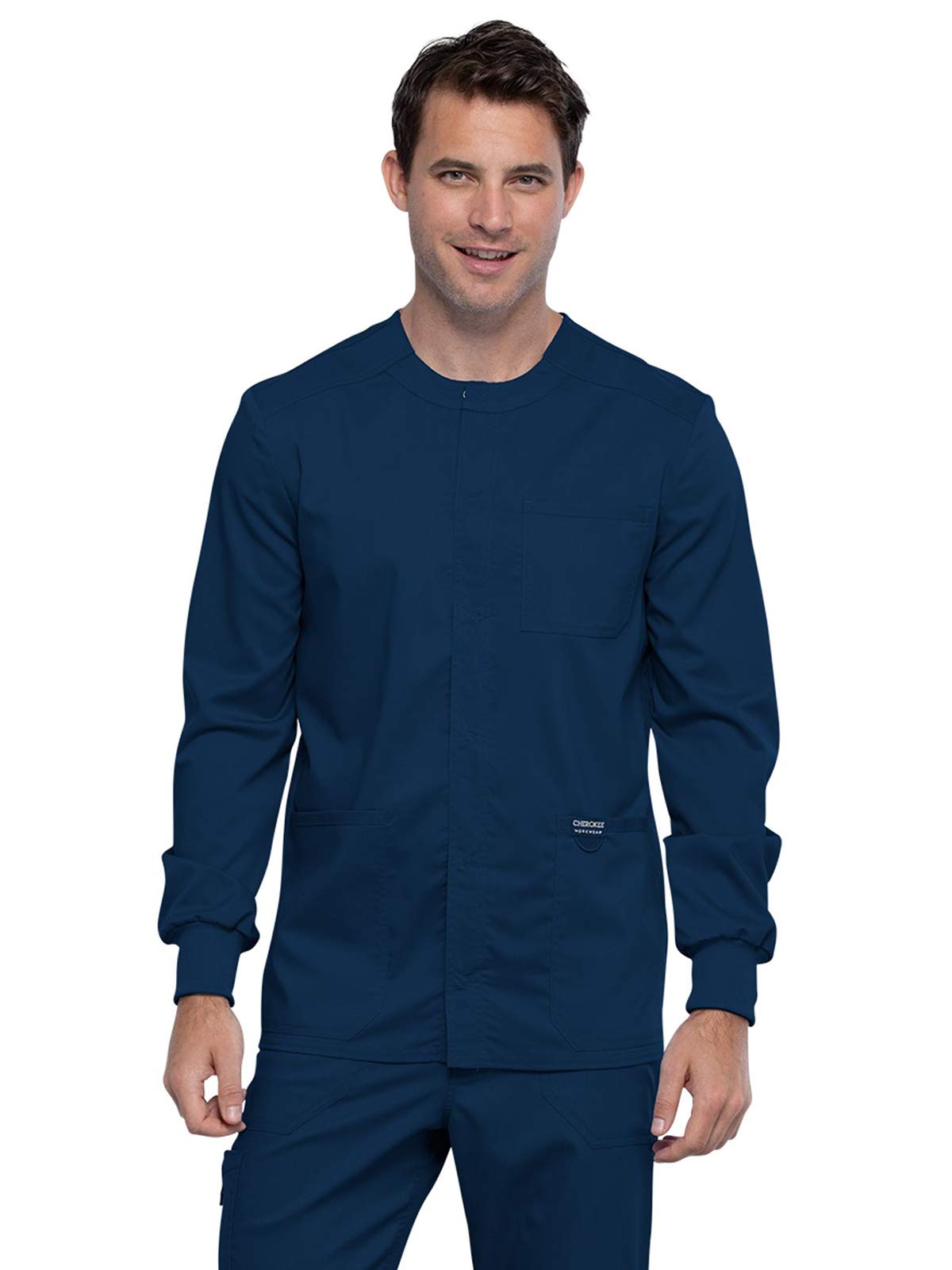 Cherokee Men's Warm Up Scrubs Jacket WW380 - Snap Front Workwear for Medical Professionals | Comfortable & Durable for Hospital Shifts & Healthcare Work