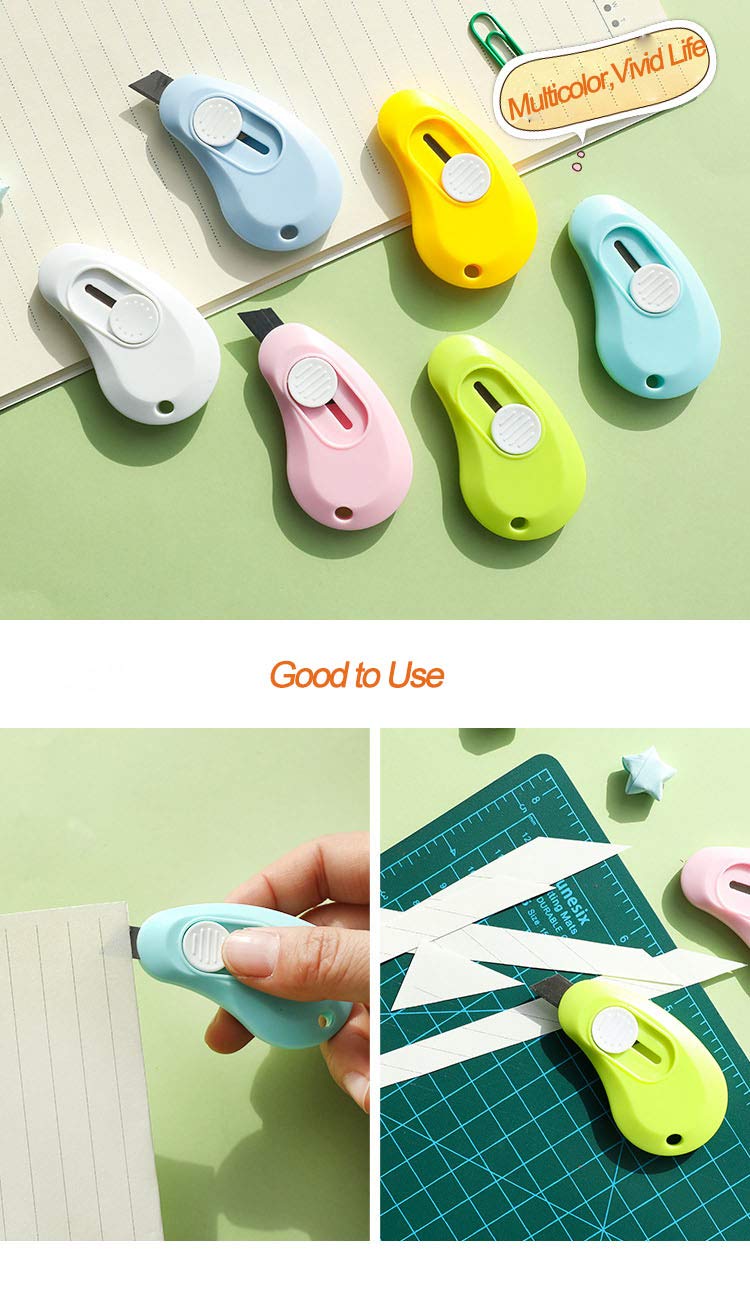 3-Pack Mini Retractable Utility Knife Set - Blue, Yellow, Cyan Craft Knives for DIY, Scrapbooking, Packaging | Portable Box Cutter, Letter Opener & Paper Trimmer | Perfect for Office, Home & Art Projects