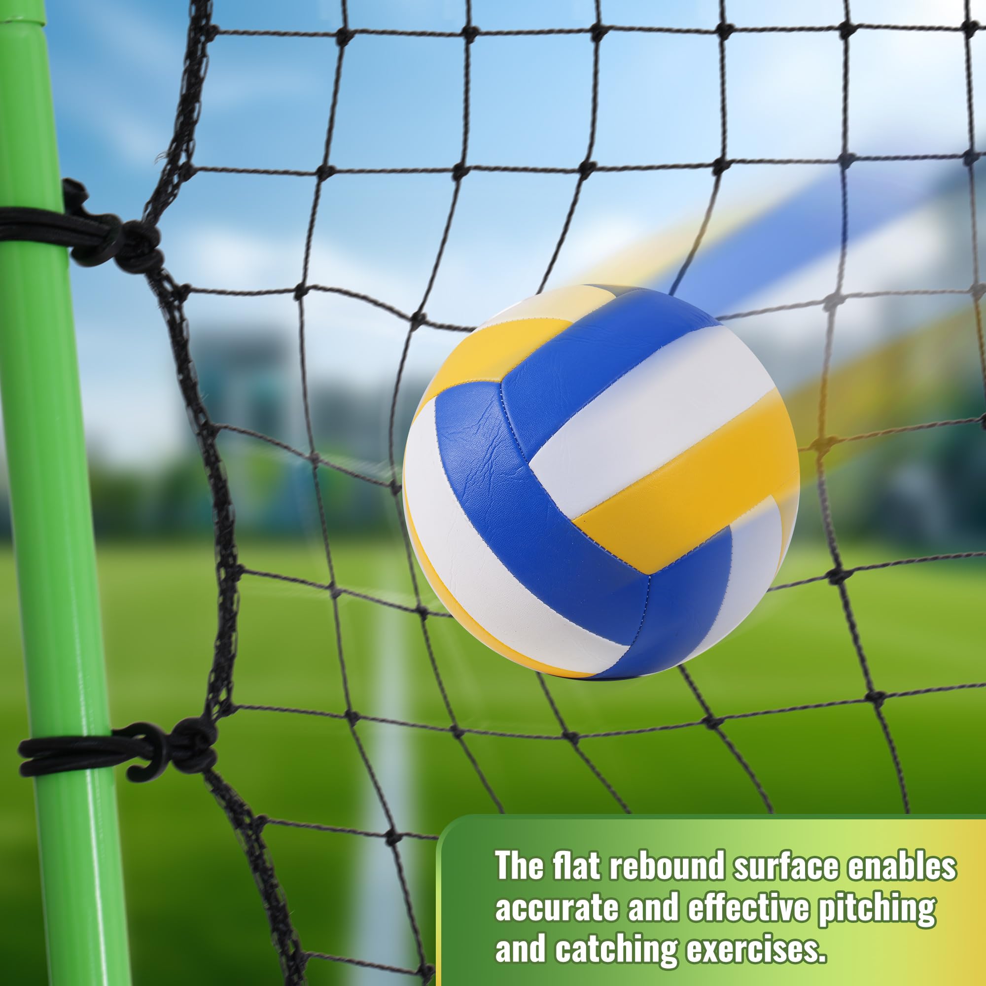 7x4ft Volleyball Rebounder Net with 5 Adjustable Angles - Solo Training & Practice Net with Target Strap | Perfect for Backyard Drills, Team Practice & Individual Skill Development
