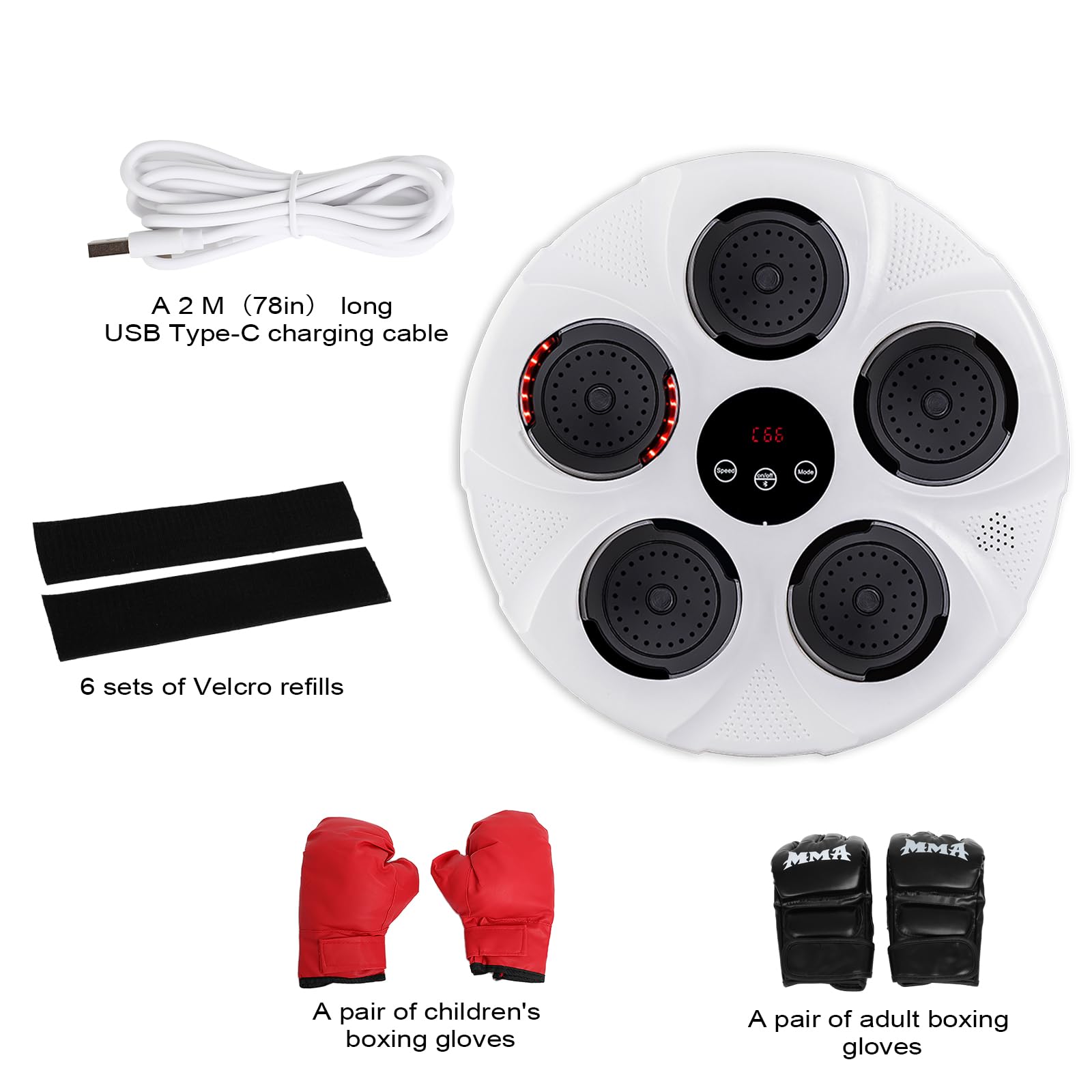 FAHKNS Smart Bluetooth LED Music Boxing Machine - Wall Mounted Electronic Punching Bag for Home, Kids & Adults - Portable Stress Relief & Boxing Training Equipment - Perfect for Home Gym, Fitness & Stress Release Workouts