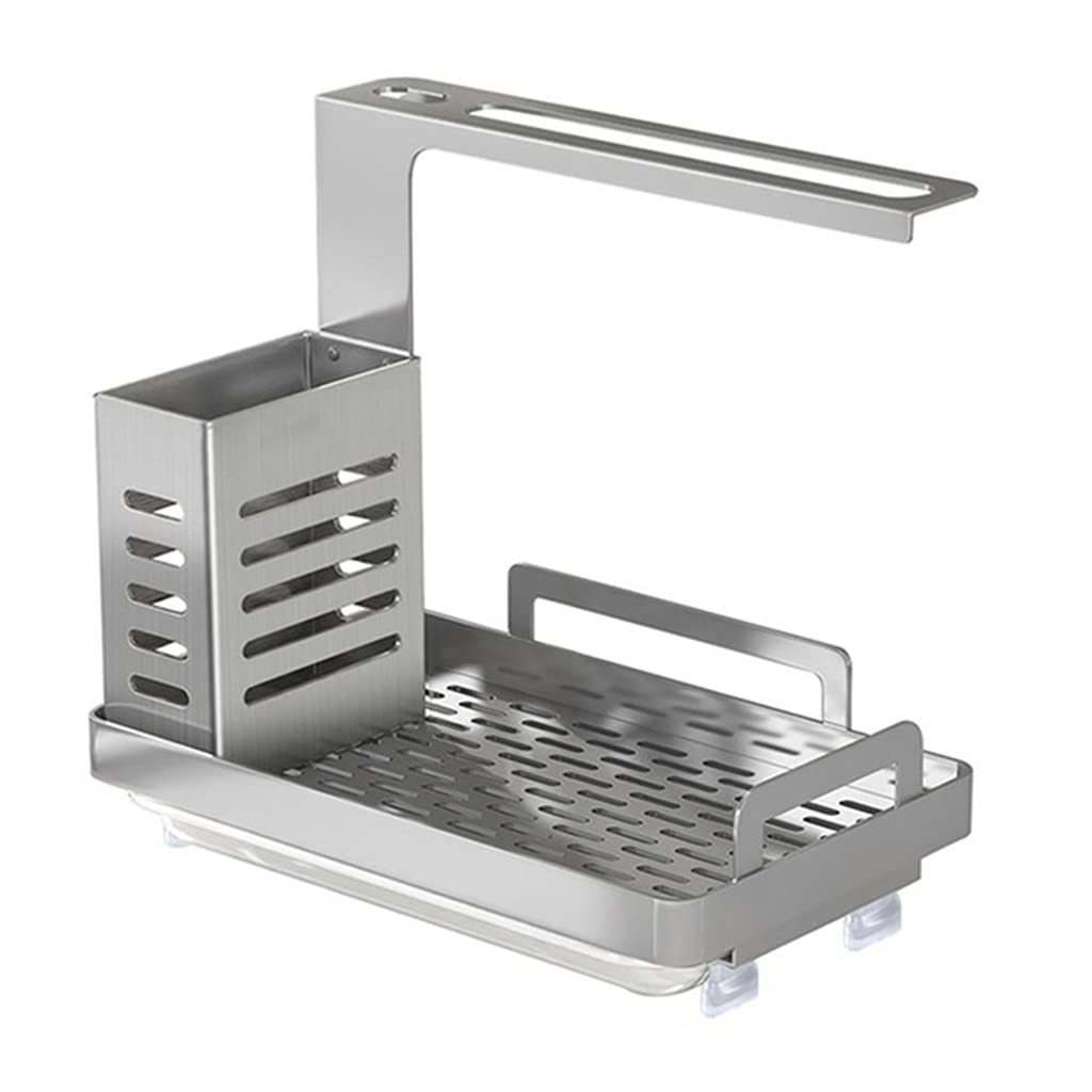 Stainless Steel Kitchen Sink Organizer - 3-Tier Space Saving Storage Shelf with Detachable Containers for Sponges, Soaps & Utensils - Perfect for Small Kitchens & Bathrooms (Silver)