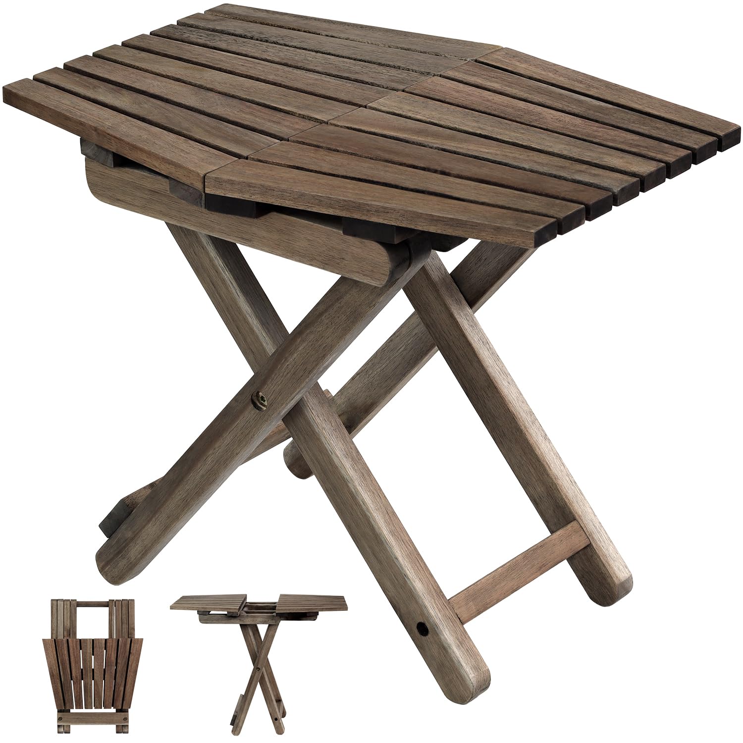 Compact Walnut Folding Side Table - 18